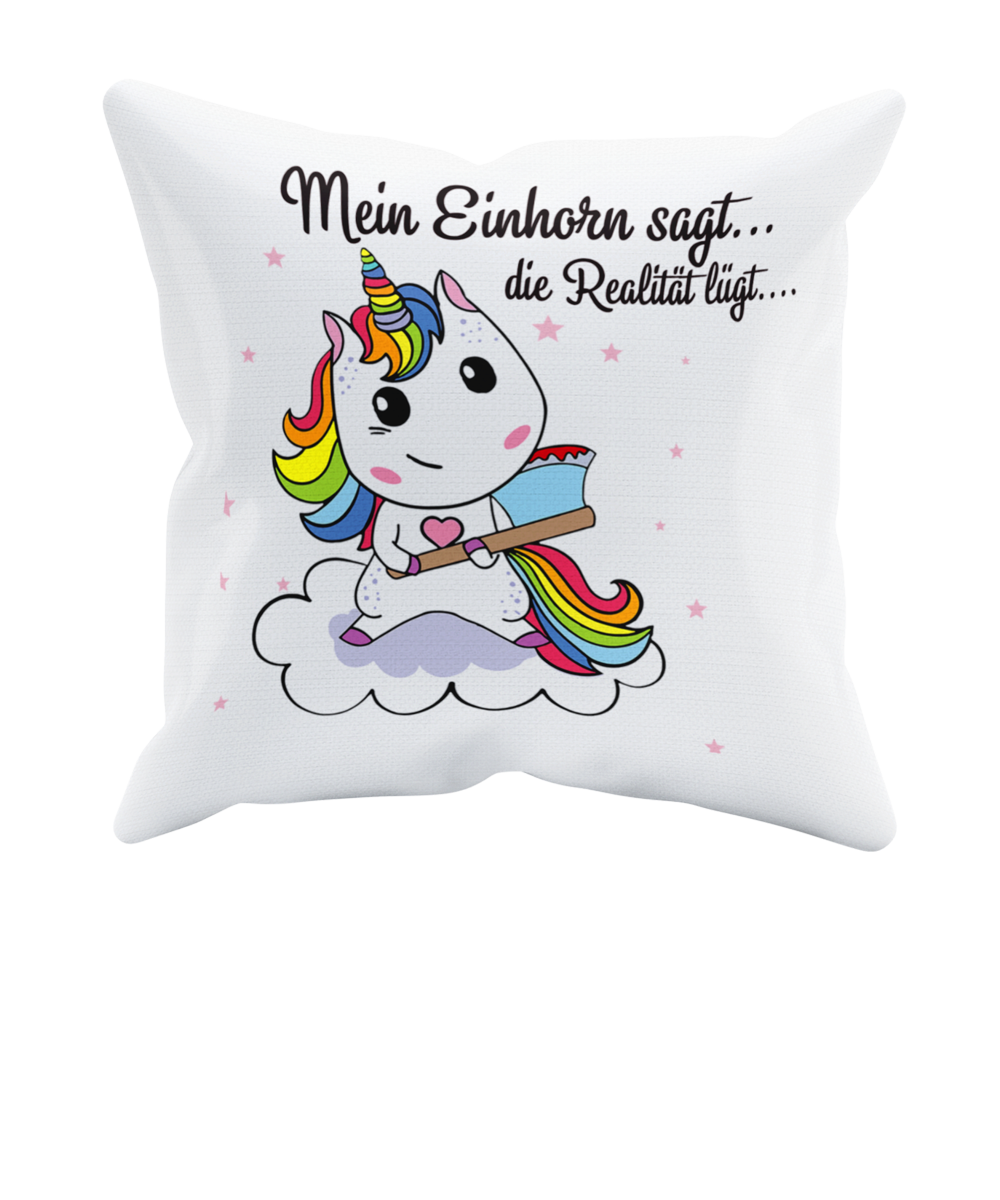 Kissen Einhorn "Die Realität lügt" Handmade-Lifestyle