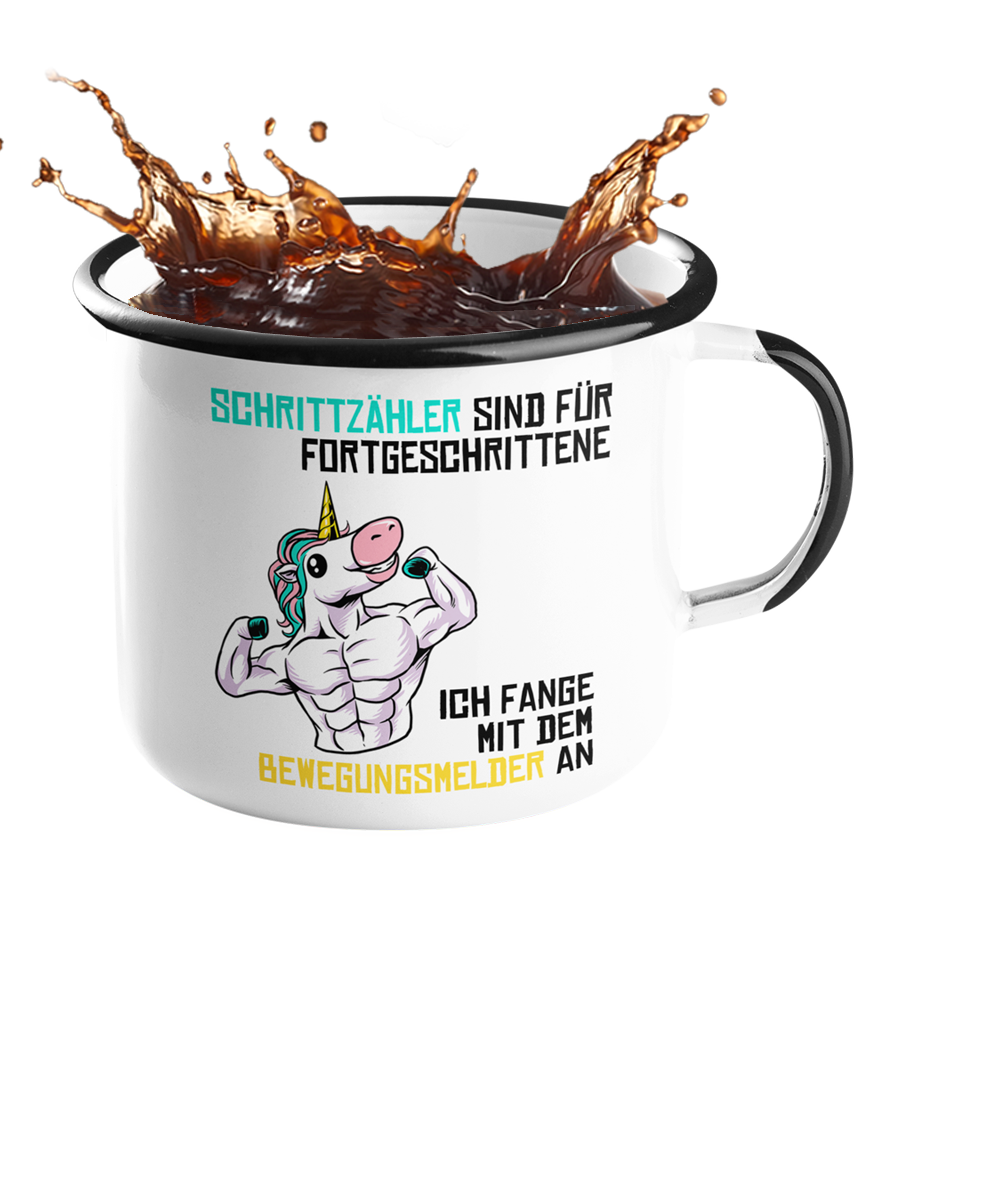 Emailletasse Einhorn "Bewegungsmelder" Handmade-Lifestyle