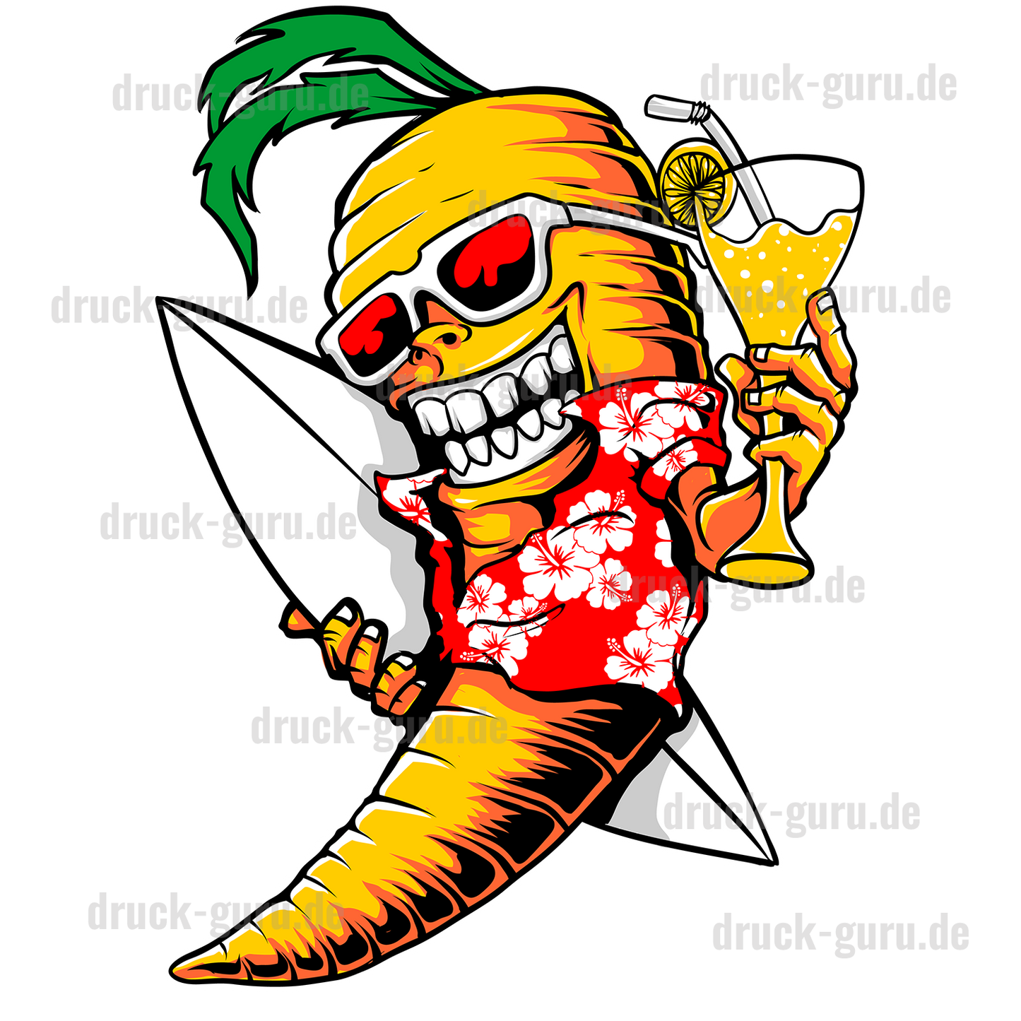 Bügelbild "Surfing-Ca-Rot" druck-guru