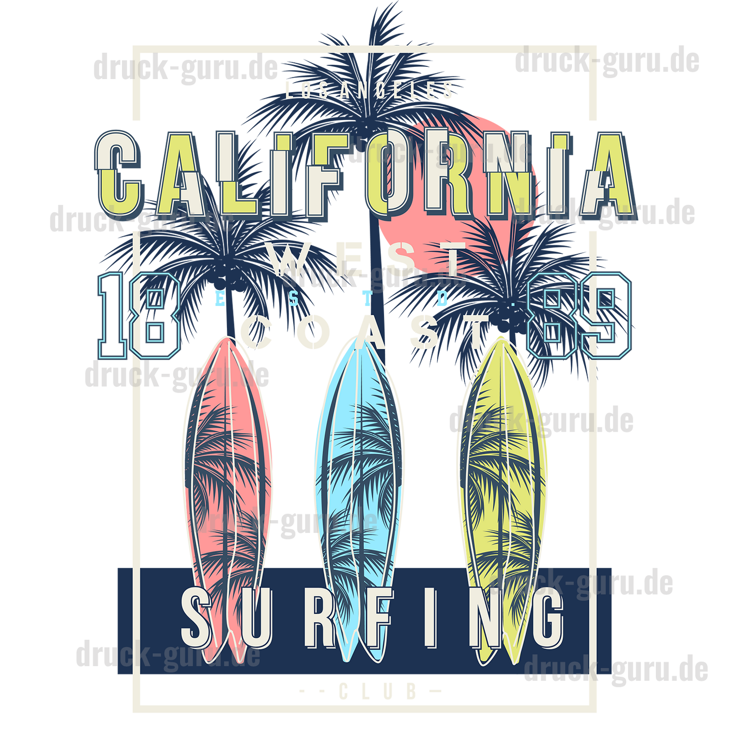 Bügelbild "California-Surfing" druck-guru