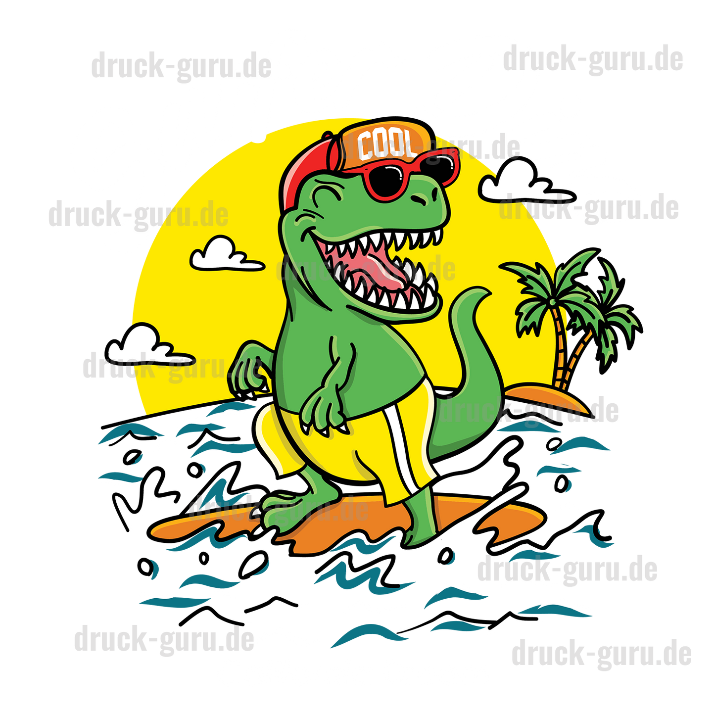 Bügelbild "Surfer-Dinos" druck-guru