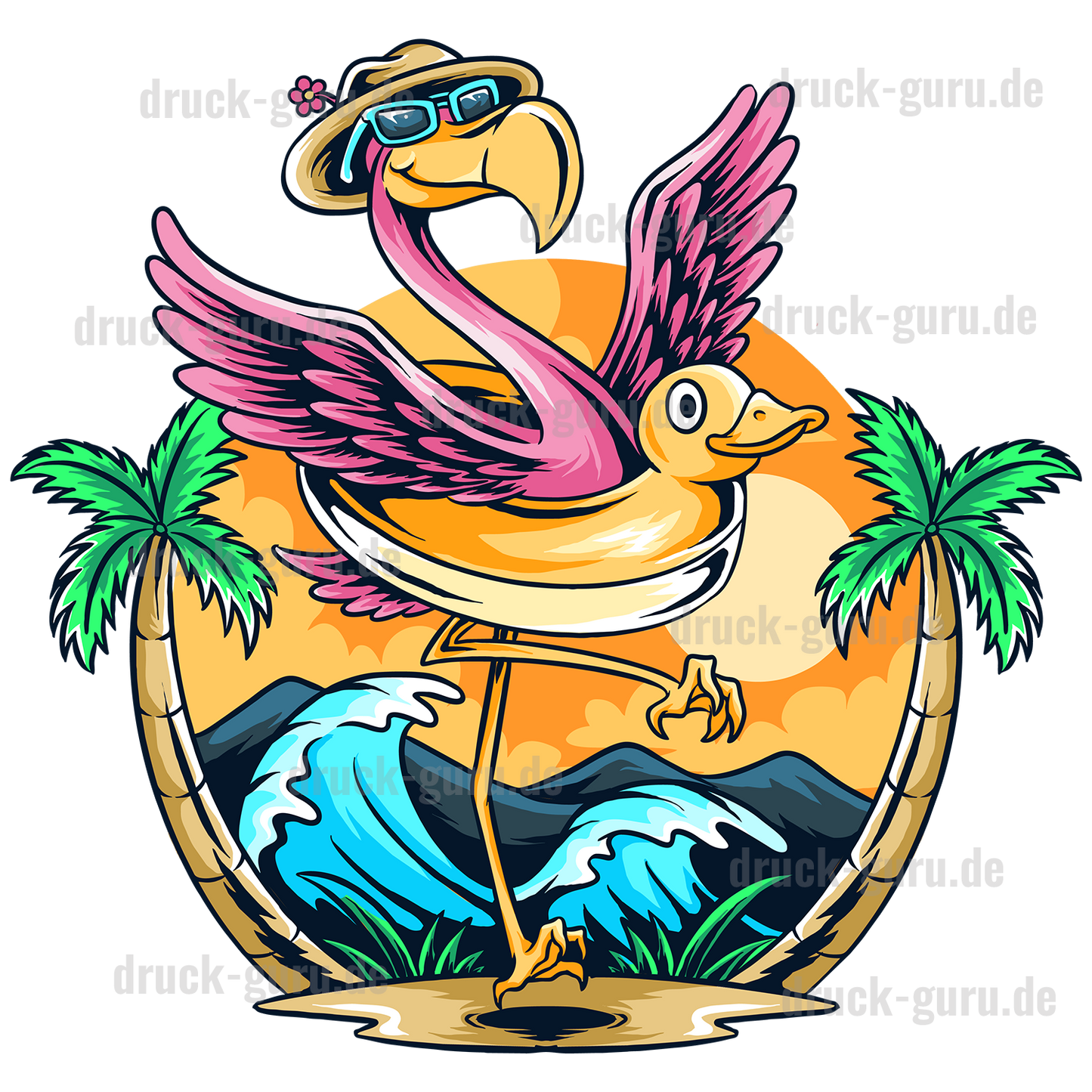Bügelbild "Flammingo-Dance" druck-guru