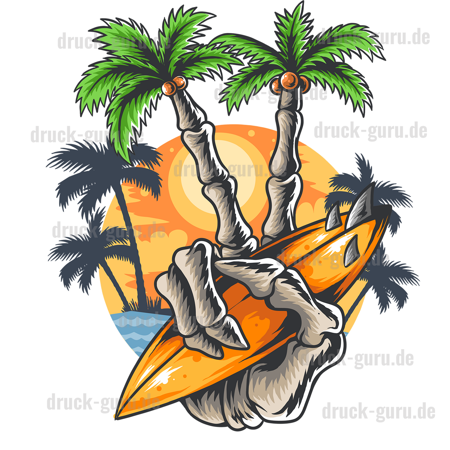 Bügelbild "Palmen-Board" druck-guru