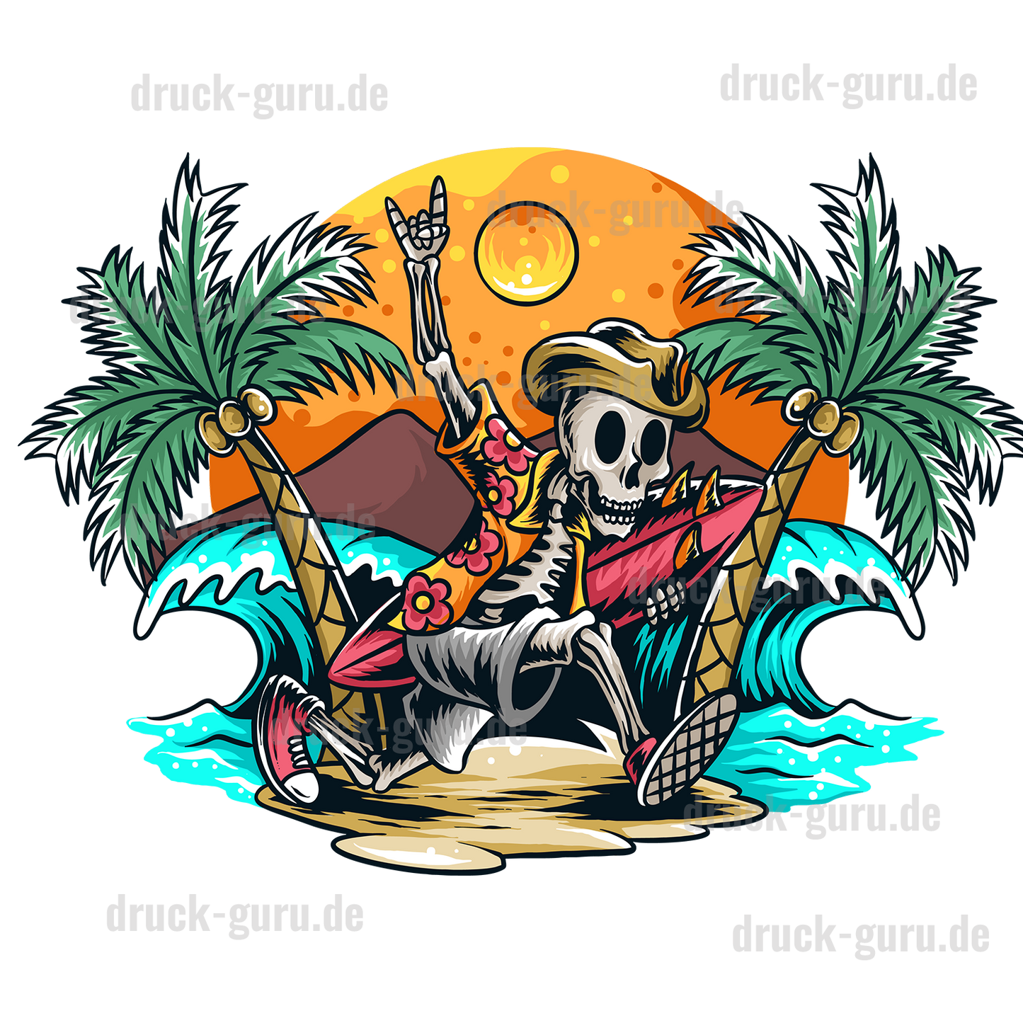 Bügelbild "Palmen-Board" druck-guru