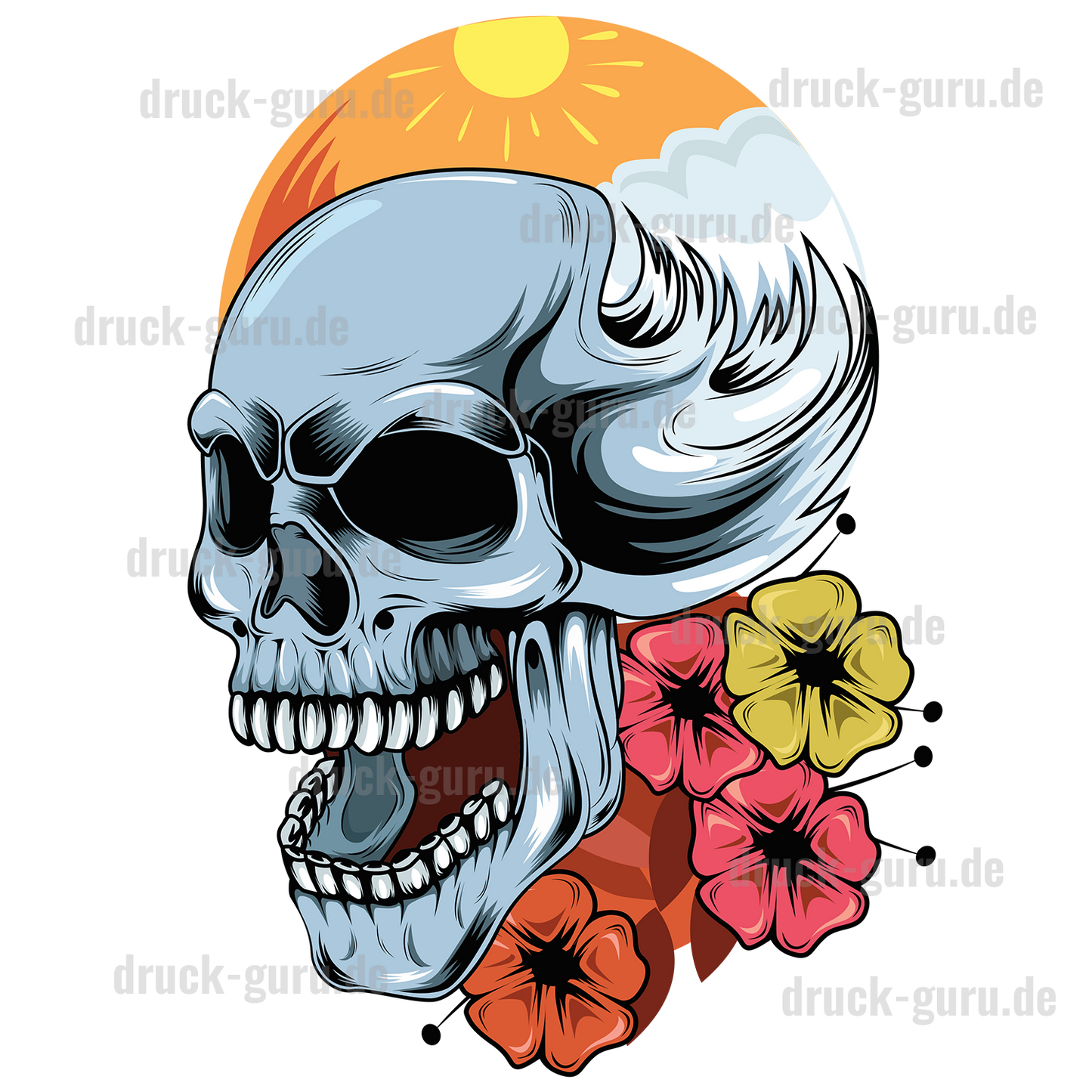 Bügelbild "Flower-Skull" druck-guru