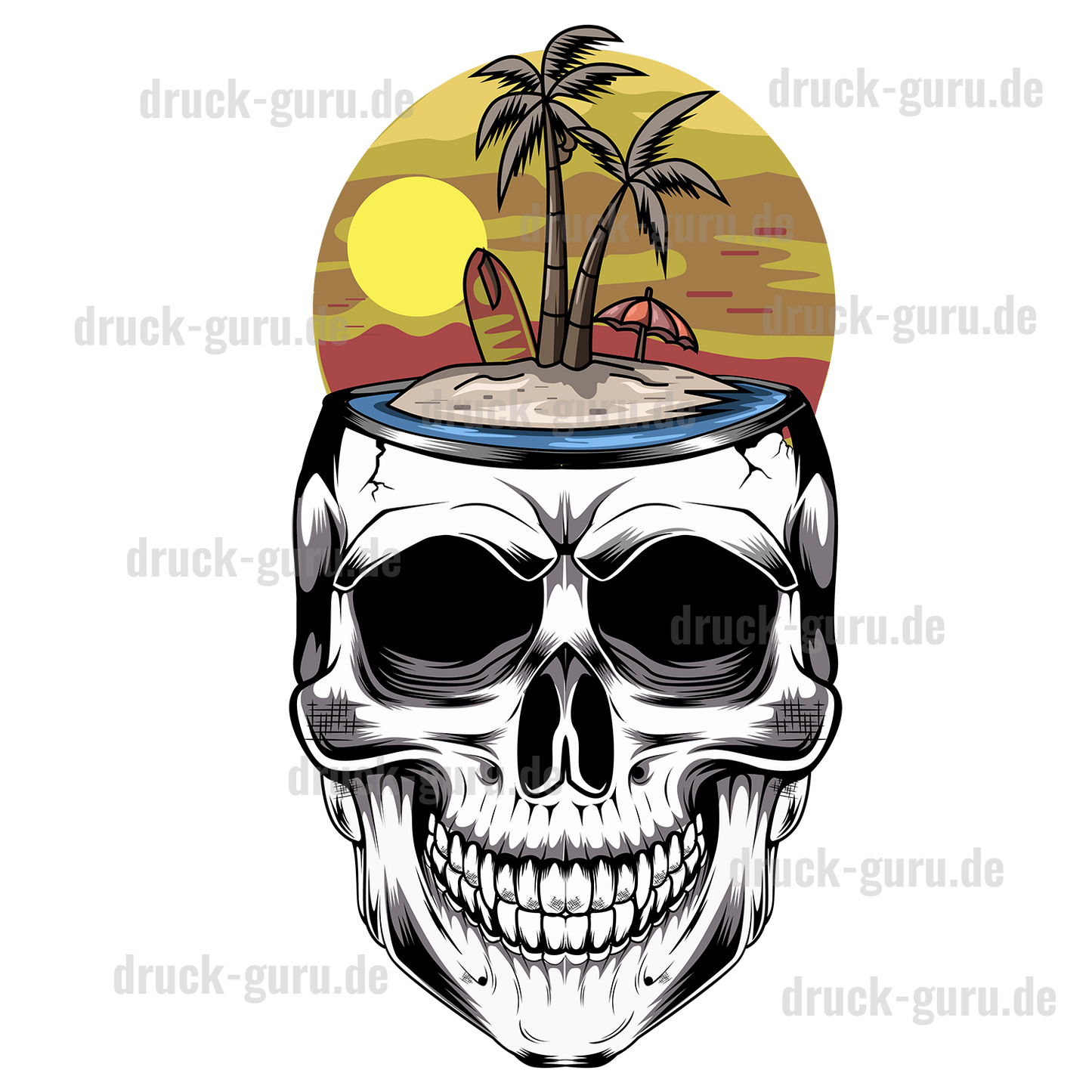 Bügelbild "Sunset-Skull-Pool" druck-guru