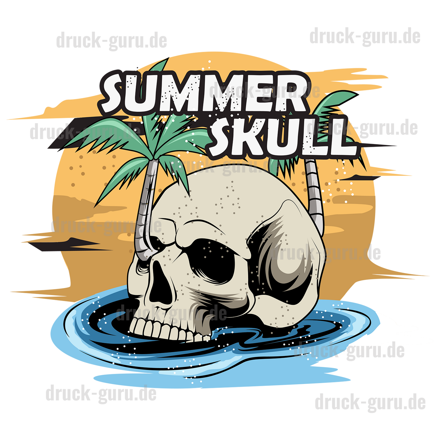 Bügelbild "Summer-Skull-Water" druck-guru