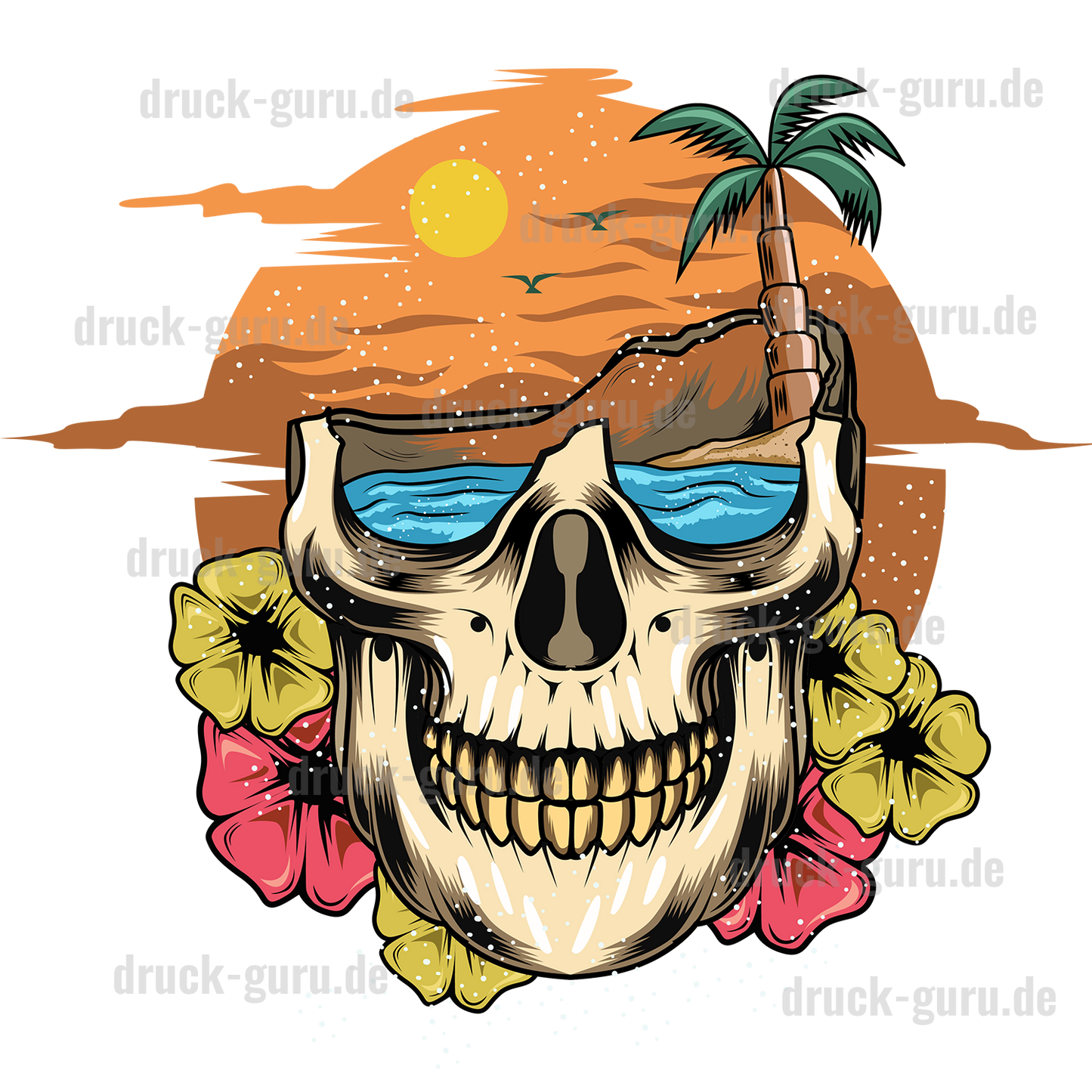 Bügelbild "Sunset-Skull-Beach" druck-guru