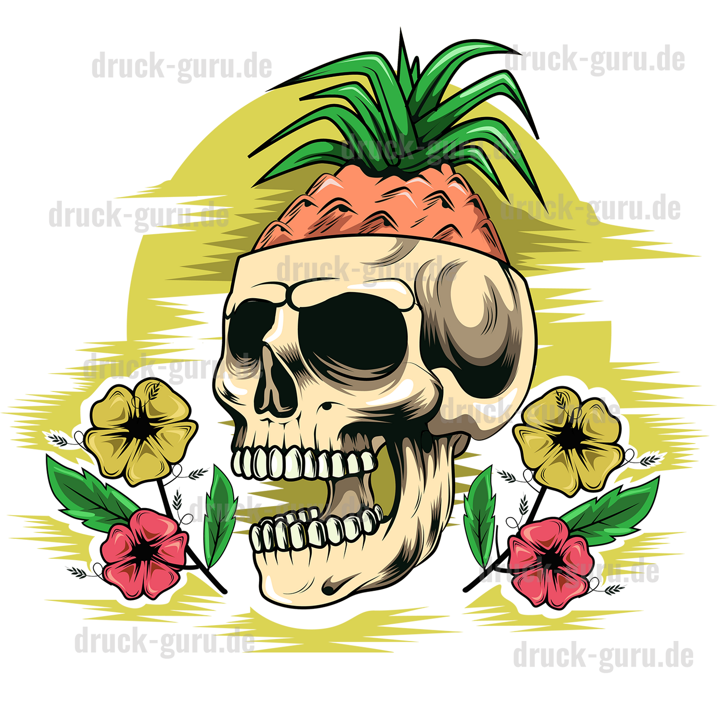 Bügelbild "Pinapple-Skull" druck-guru