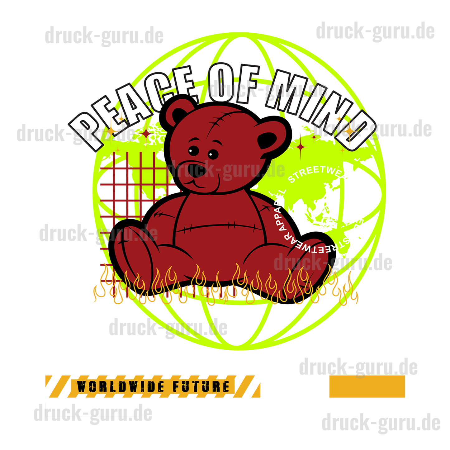 Bügelbild "Teddy Pease of Mind" druck-guru