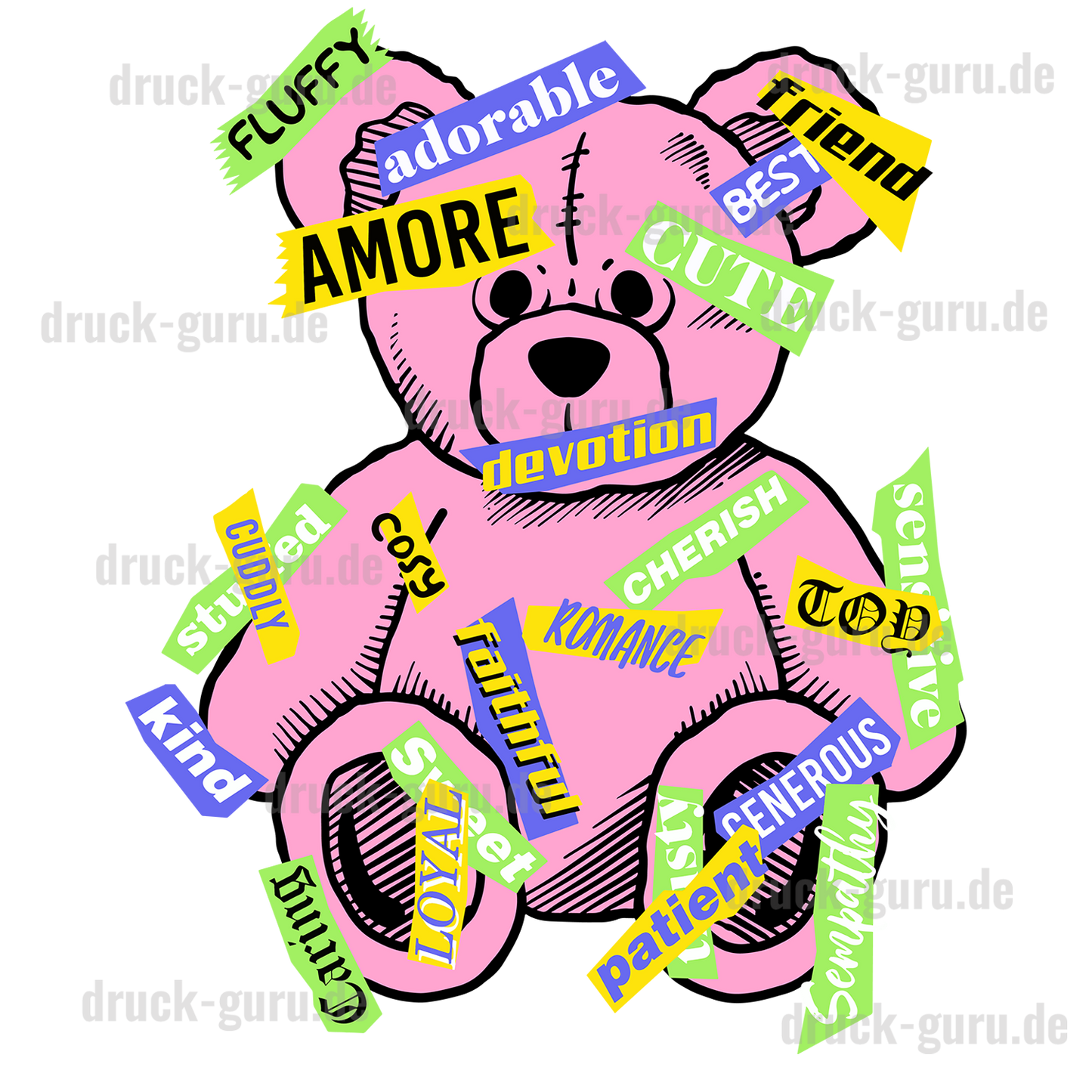 Bügelbild "Teddy Amore" druck-guru