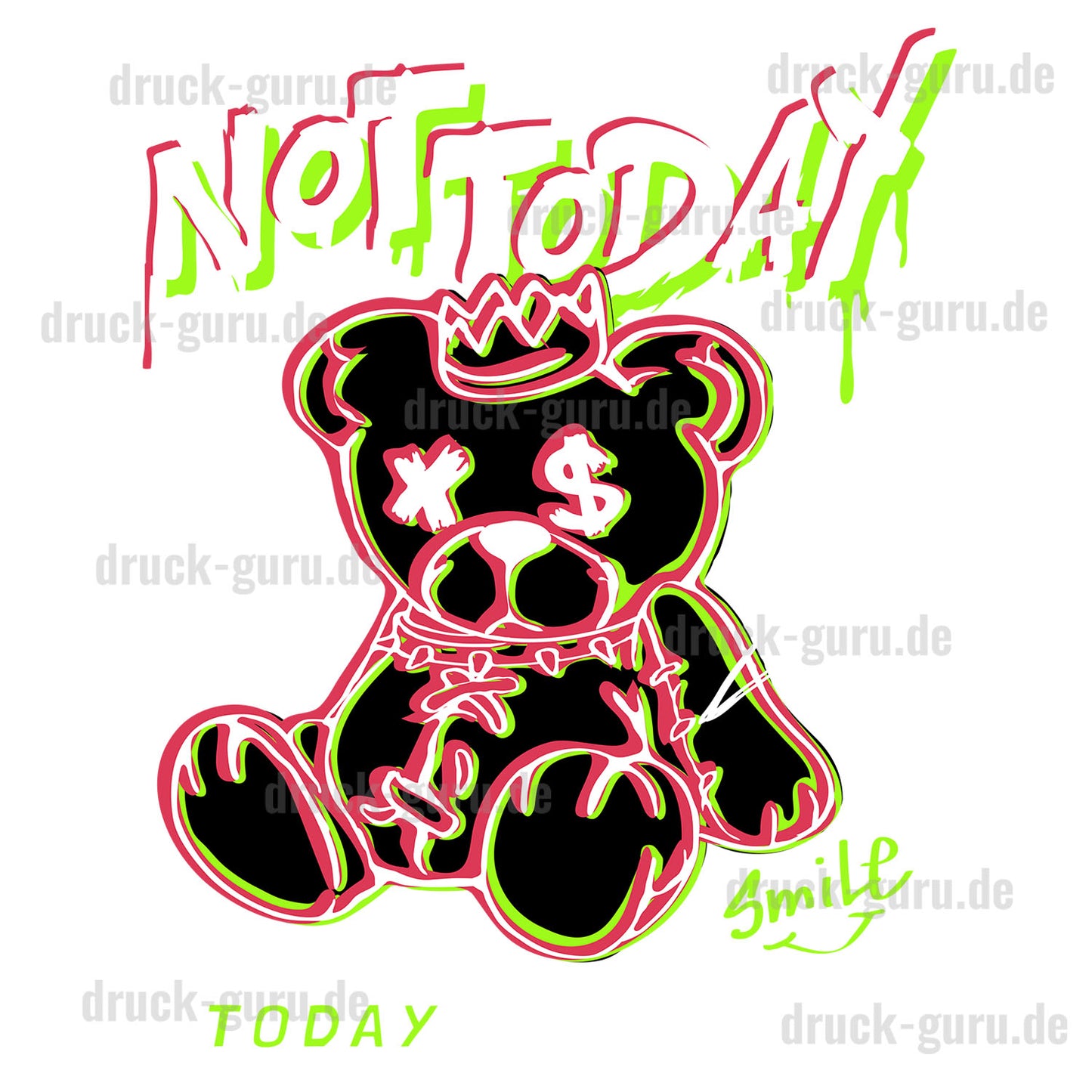 Bügelbild "Teddy Not Today" druck-guru
