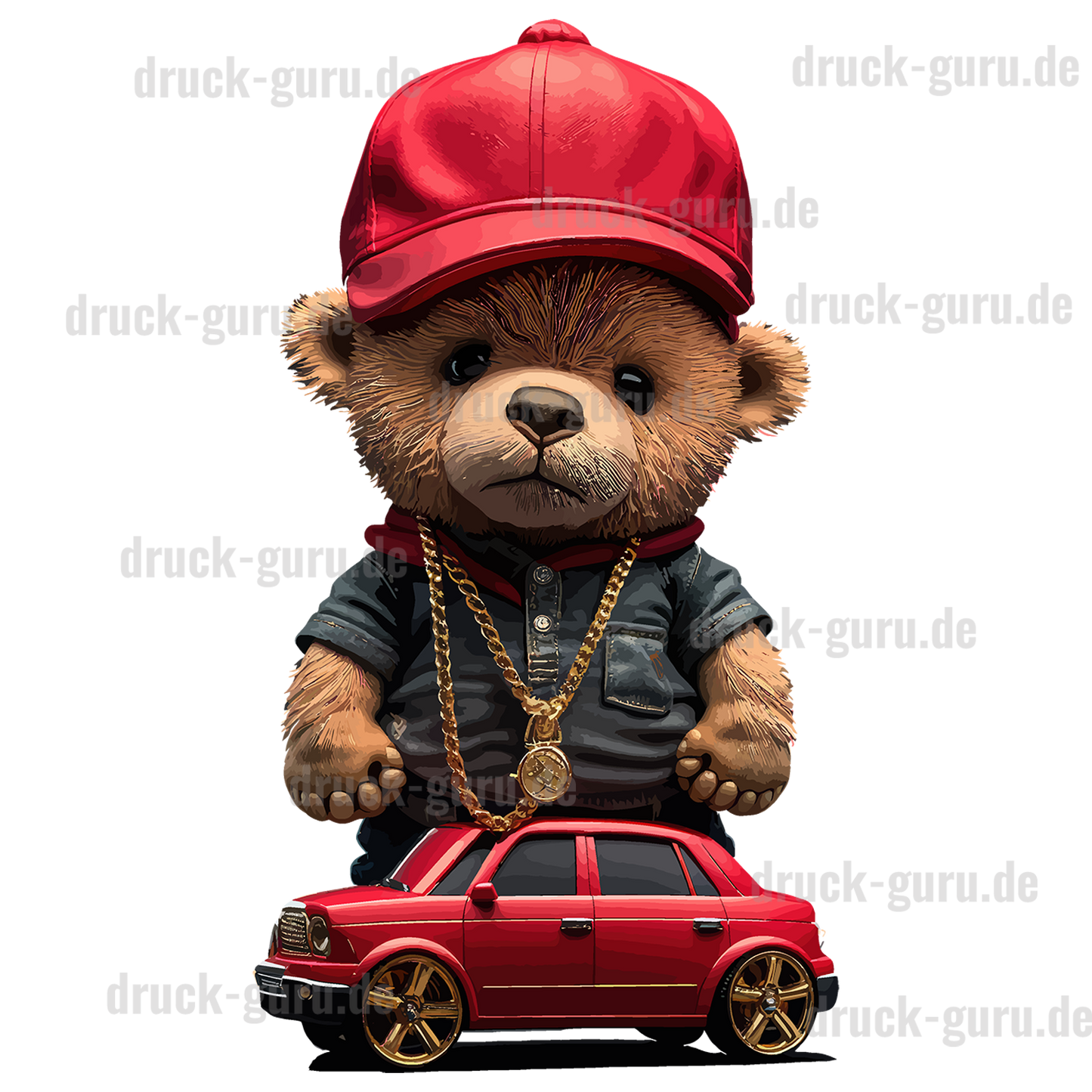 Bügelbild "Teddy Red Car" druck-guru