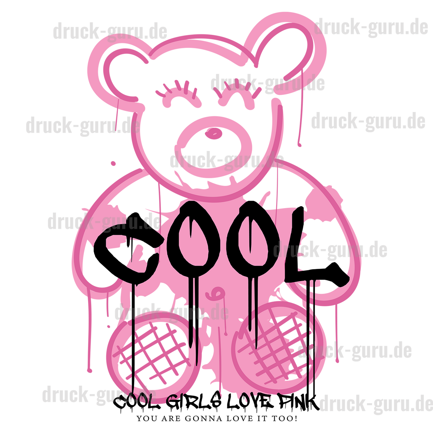 Bügelbild "Teddy Love Pink" druck-guru