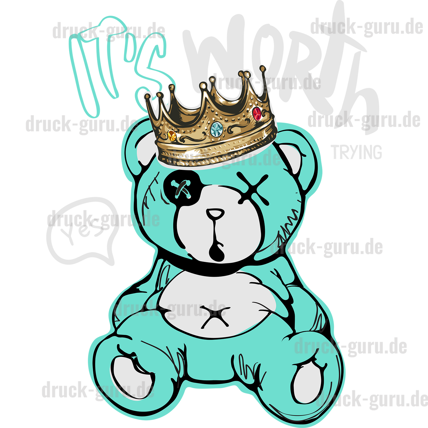 Bügelbild "Teddy IT´s Worth" druck-guru