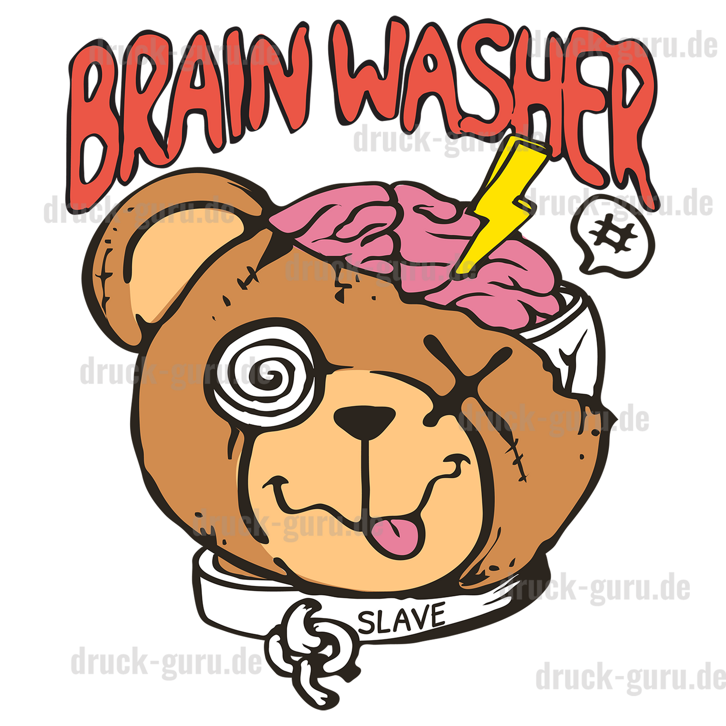 Bügelbild "Teddy Brain Washer" druck-guru
