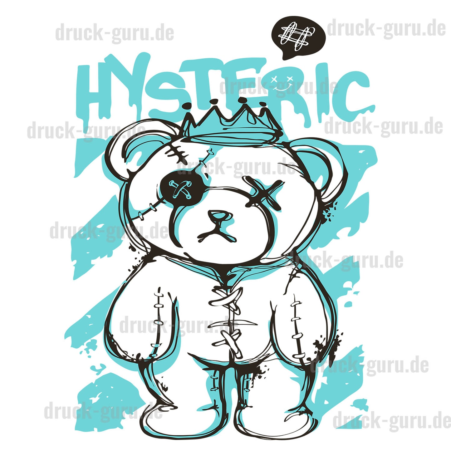 Bügelbild "Teddy #Hysteric" druck-guru