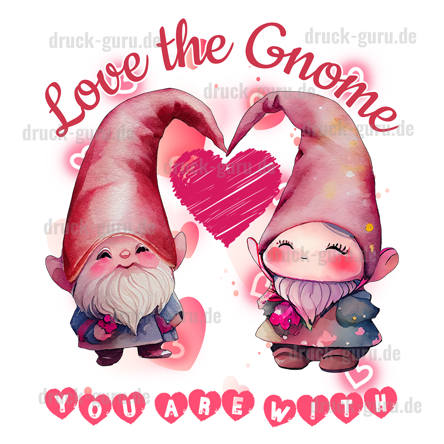 Bügelbild "Love the Gnome" druck-guru