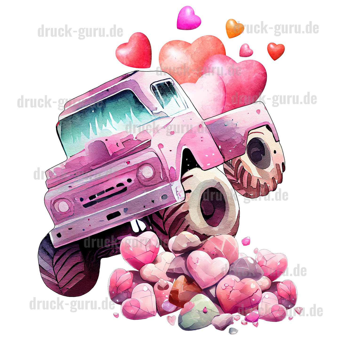 Bügelbild " Valentine Heart Truck" druck-guru