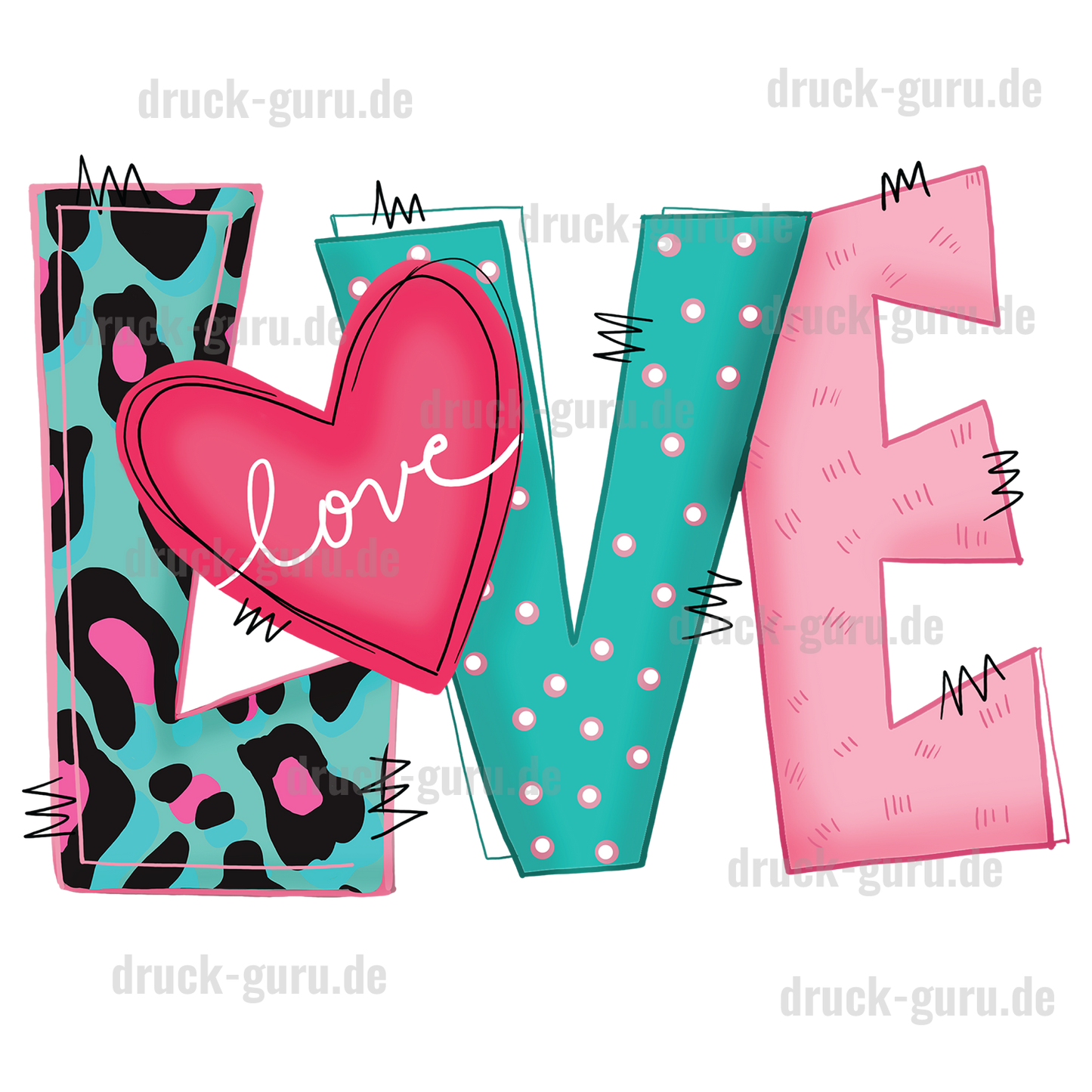 Bügelbild "Schriftzug Love" druck-guru