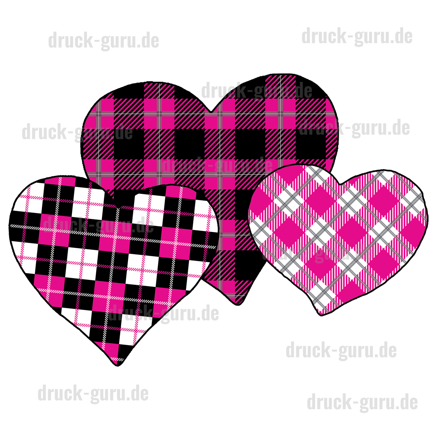 Bügelbild "3 Caro Hearts " druck-guru