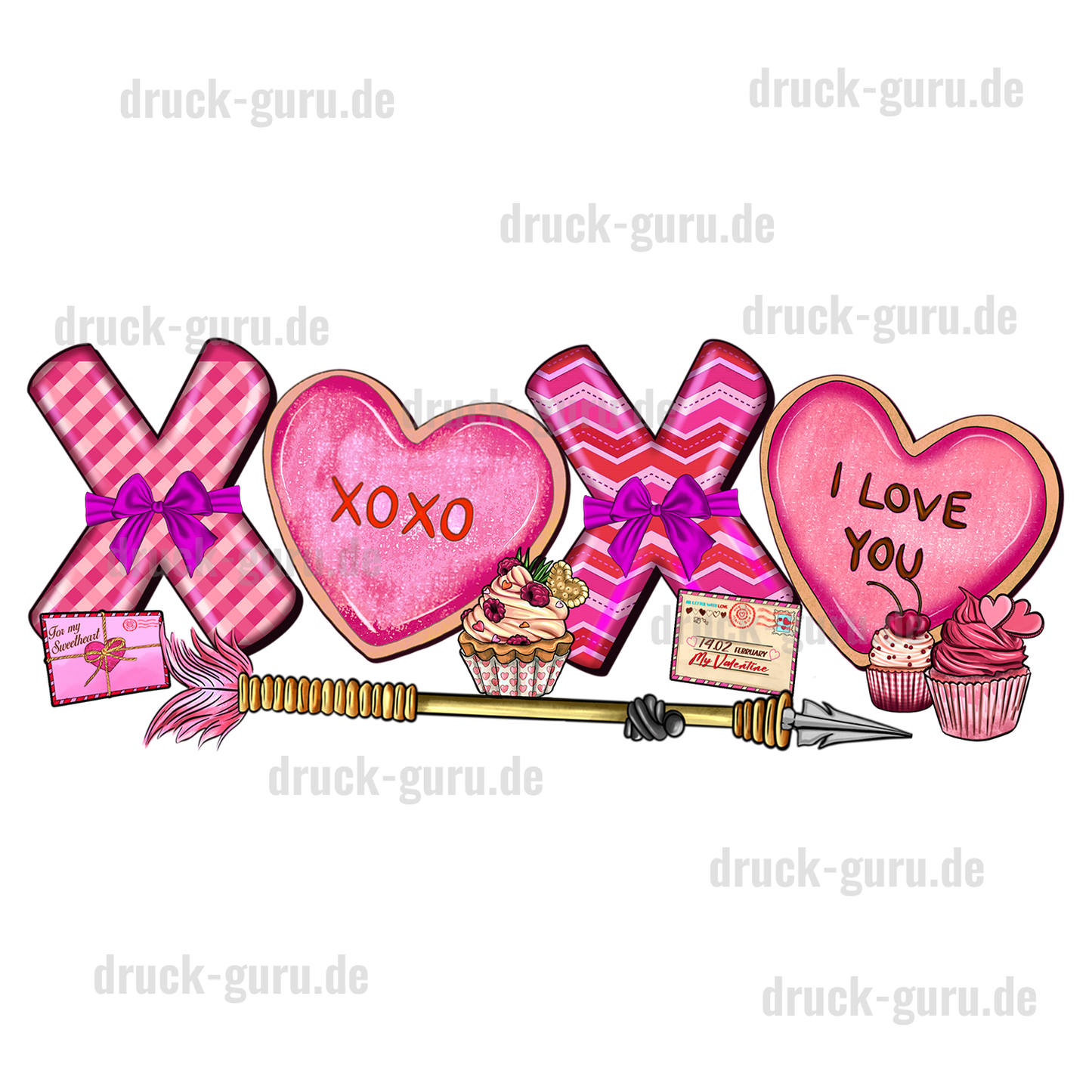 Bügelbild "XO I love You" druck-guru