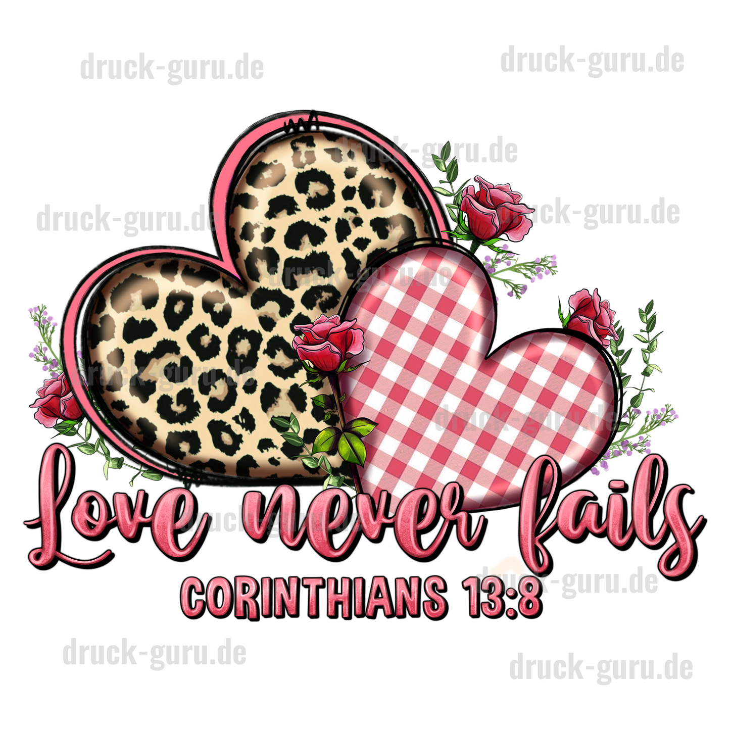 Bügelbild "Love never" druck-guru