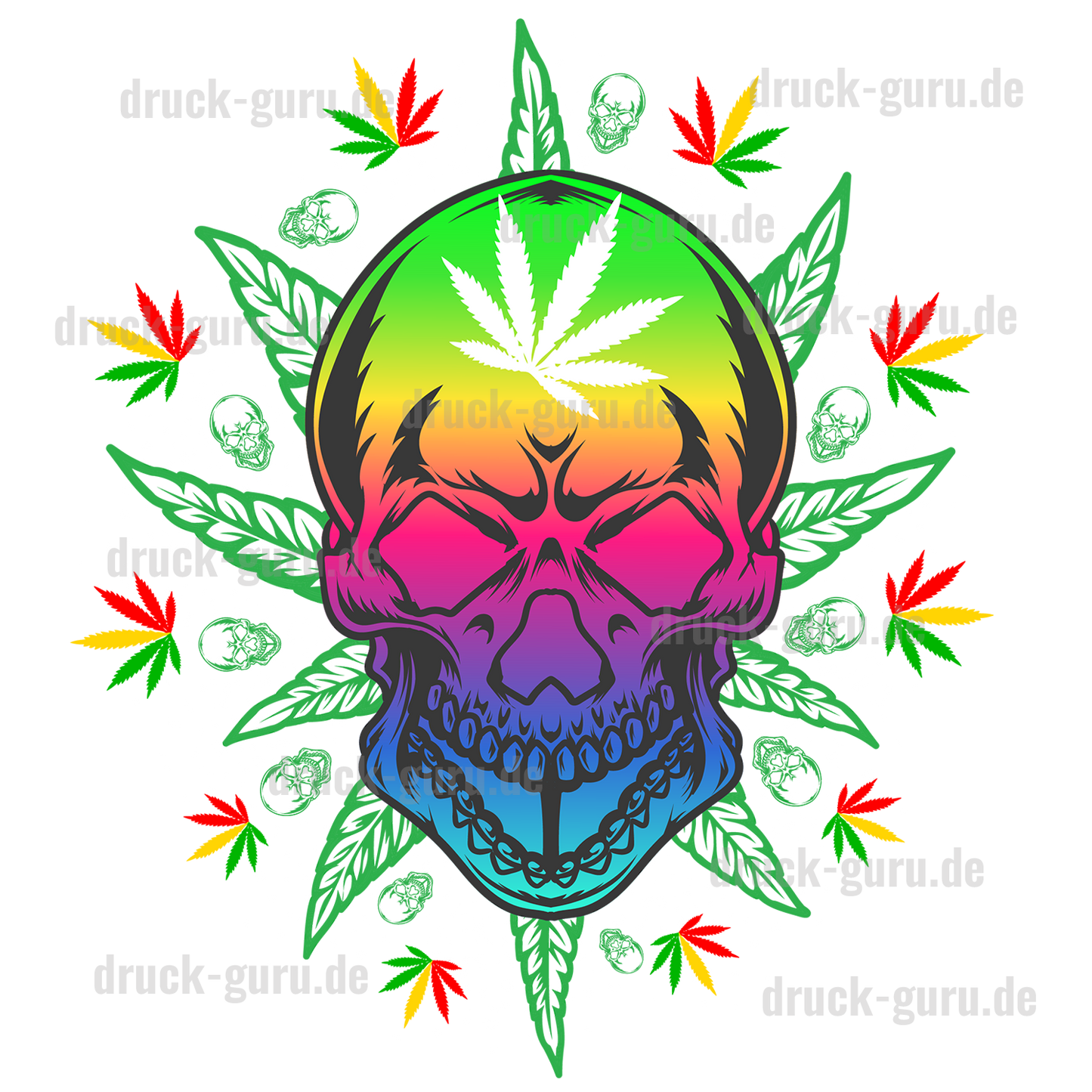 Bügelbild "Jamaika-Skull" druck-guru