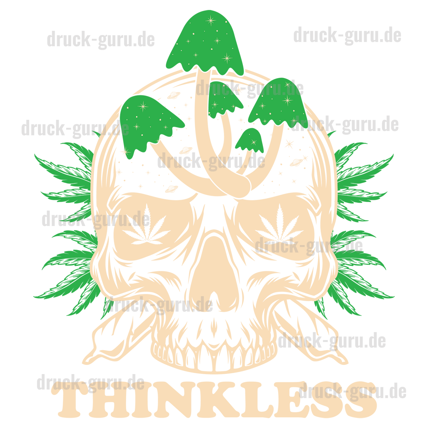 Bügelbild "Weed-Thinkless" druck-guru