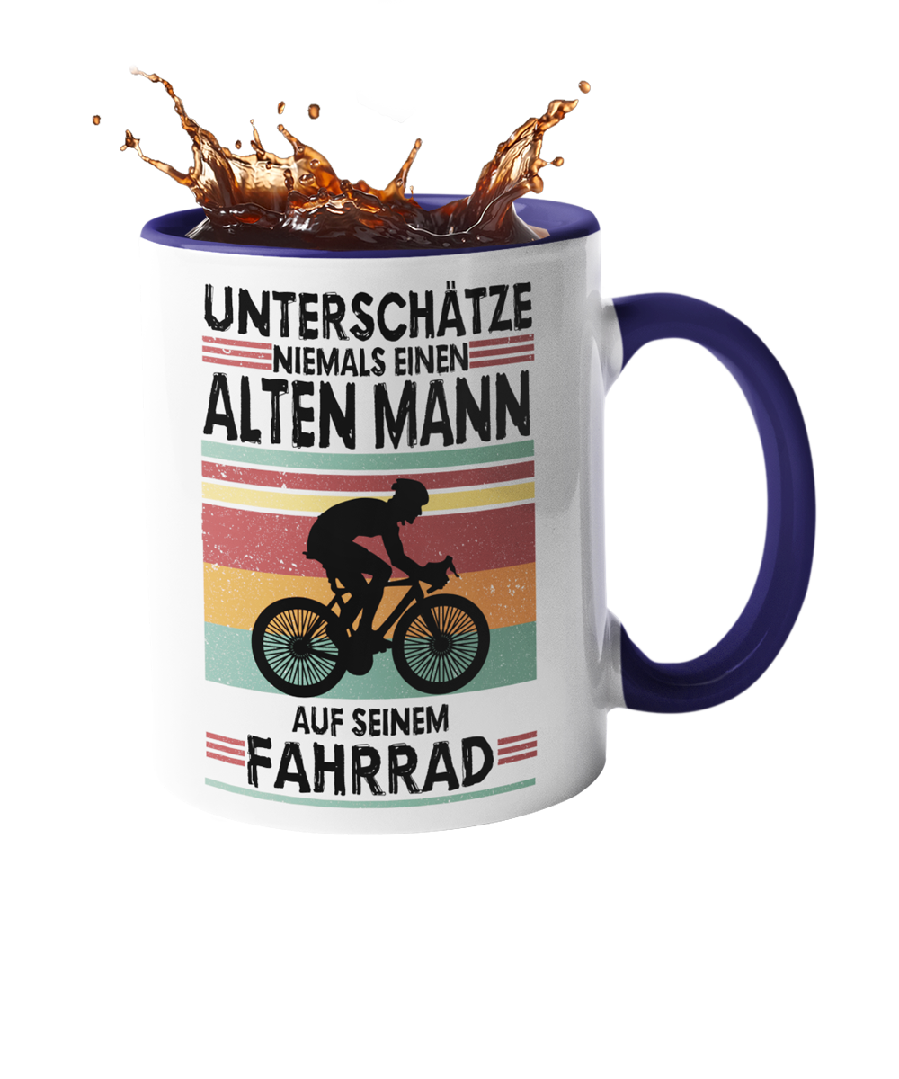 Tasse "Unterschätze niemals einen alten Mann auf seinem Fahrrad" Handmade-Lifestyle