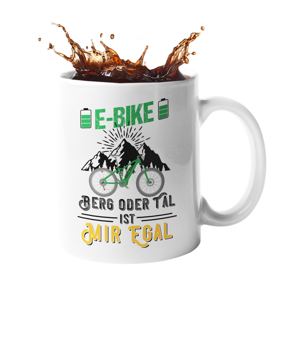 Tasse "E-Bike - Berg oder Tal ist mir egal" Handmade-Lifestyle