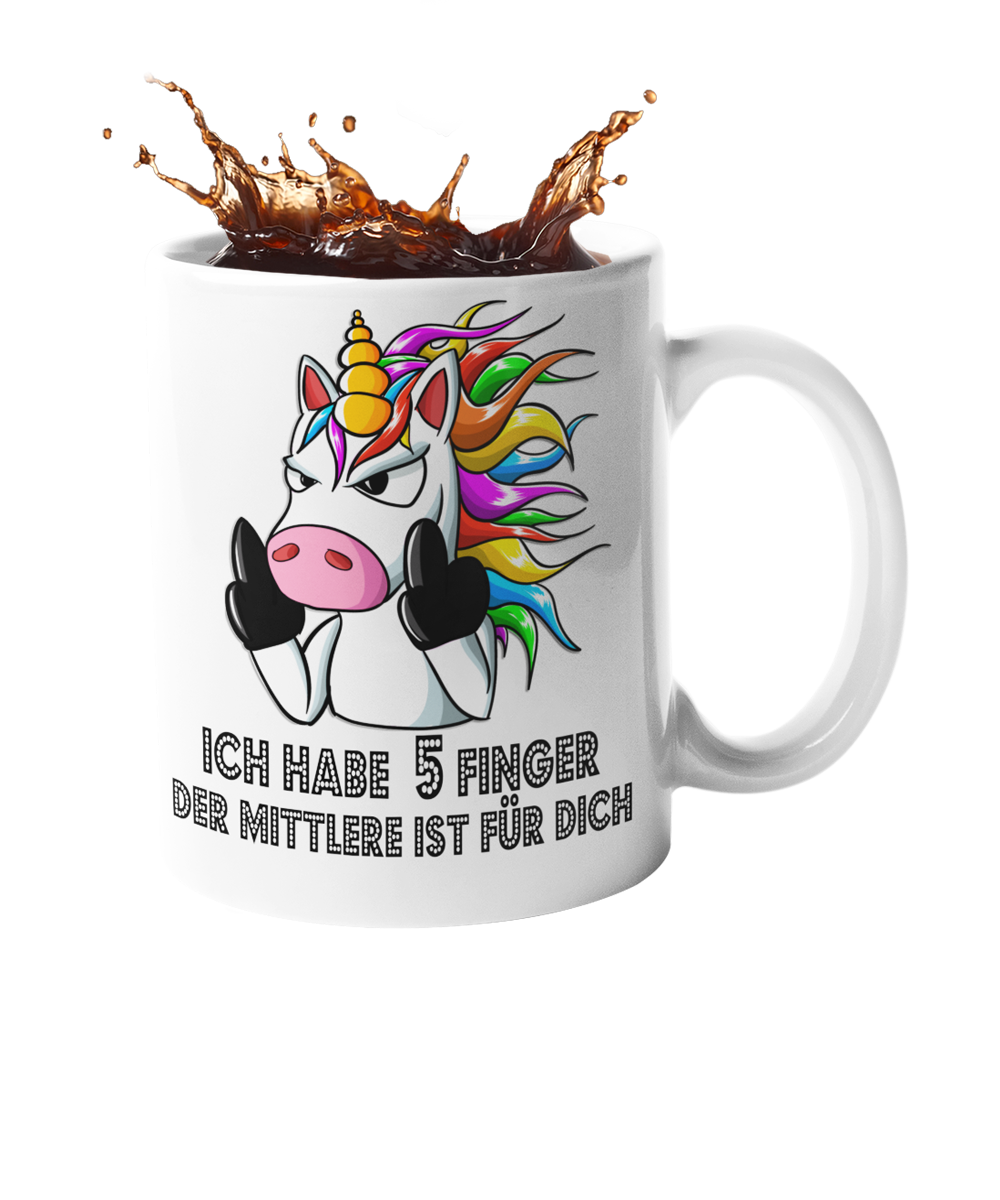 Einhorn Tasse "Ich habe 5 Finger" Handmade-Lifestyle