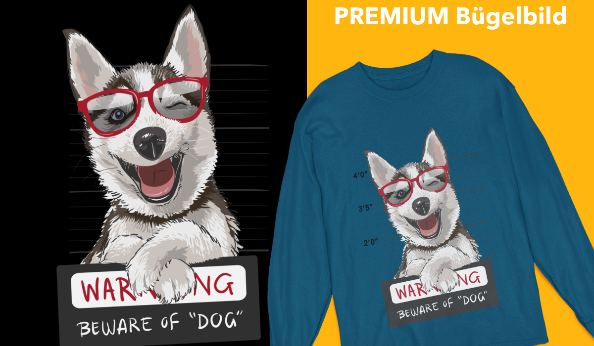 Bügelbild "Warning-Dog" druck-guru