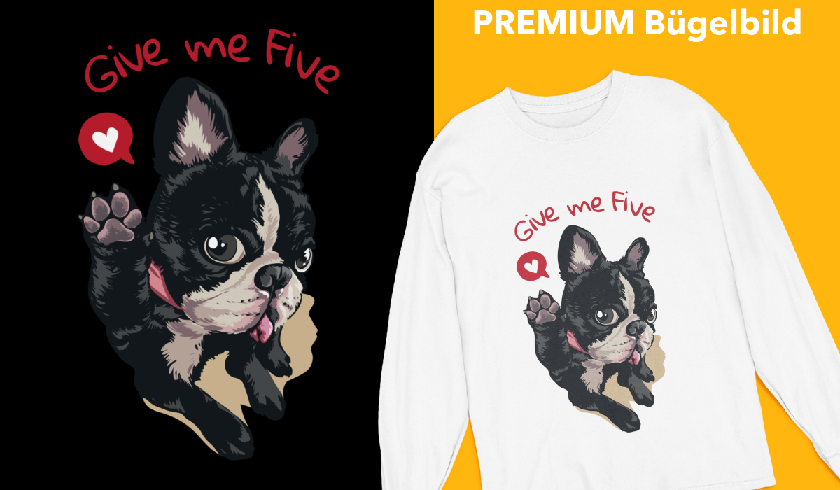 Bügelbild "Give me five" druck-guru