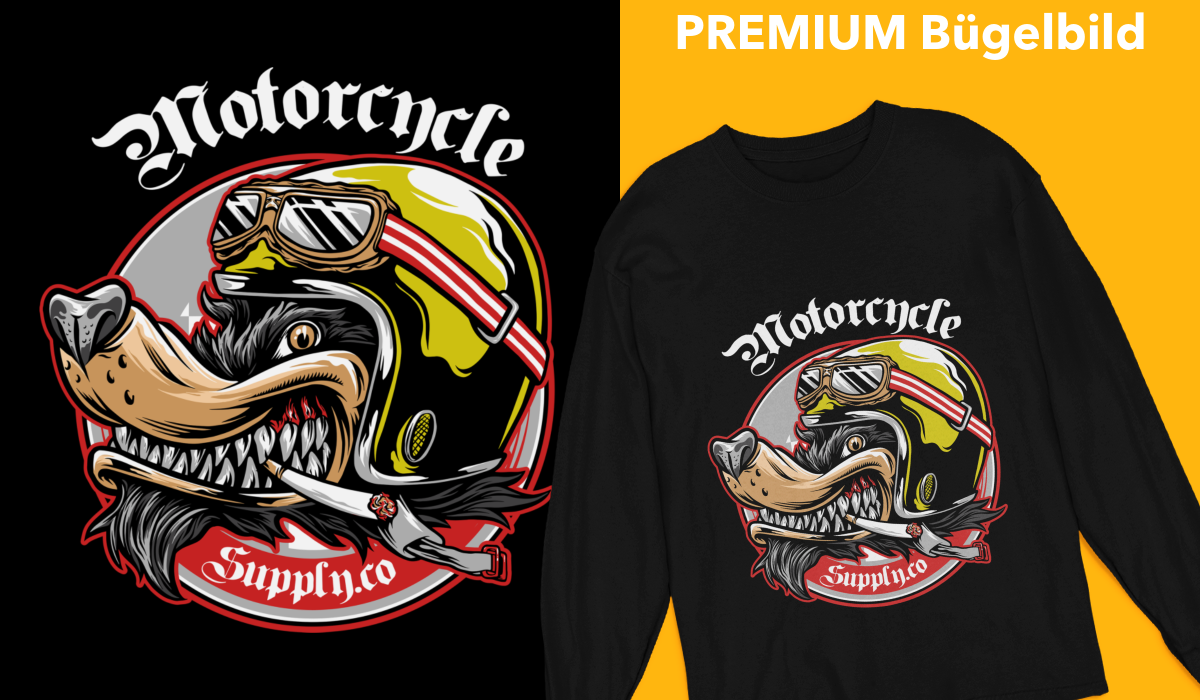 Bügelbild "Biking-Dog" druck-guru