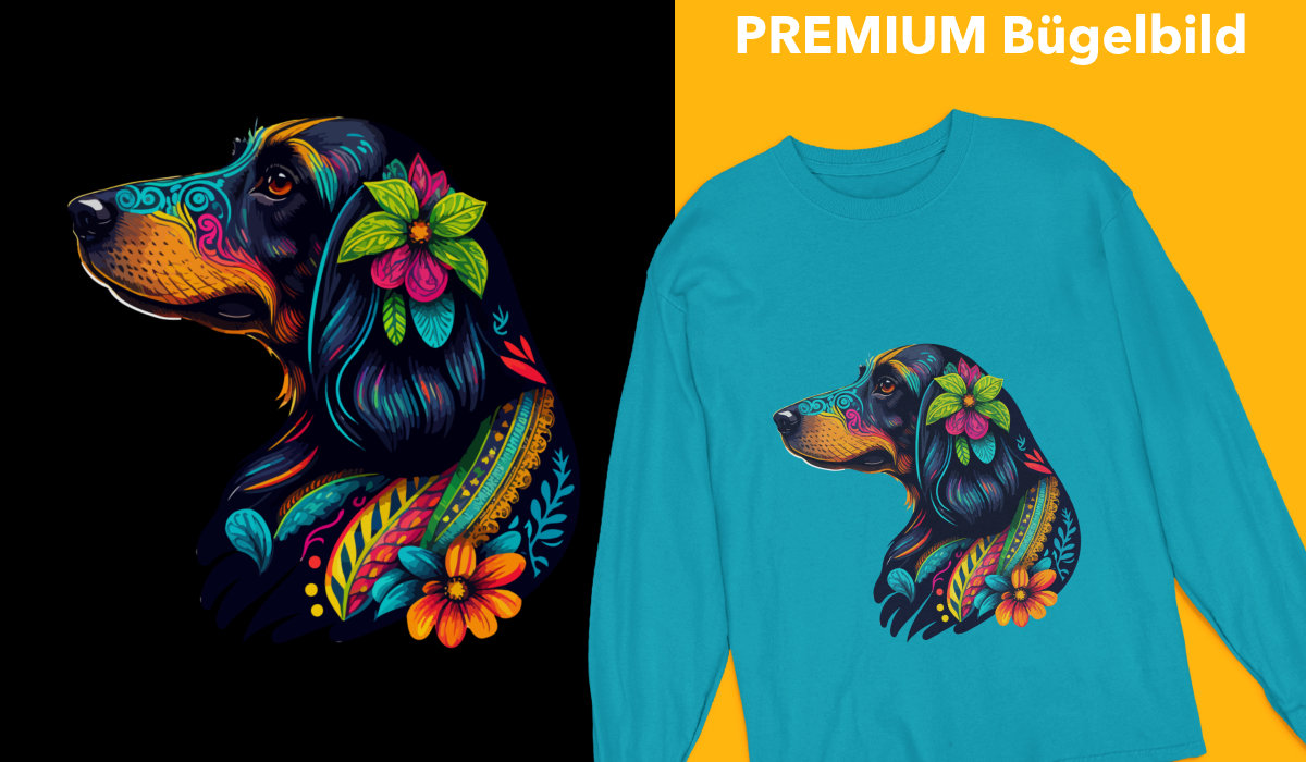 Bügelbild "Flower Dog" druck-guru