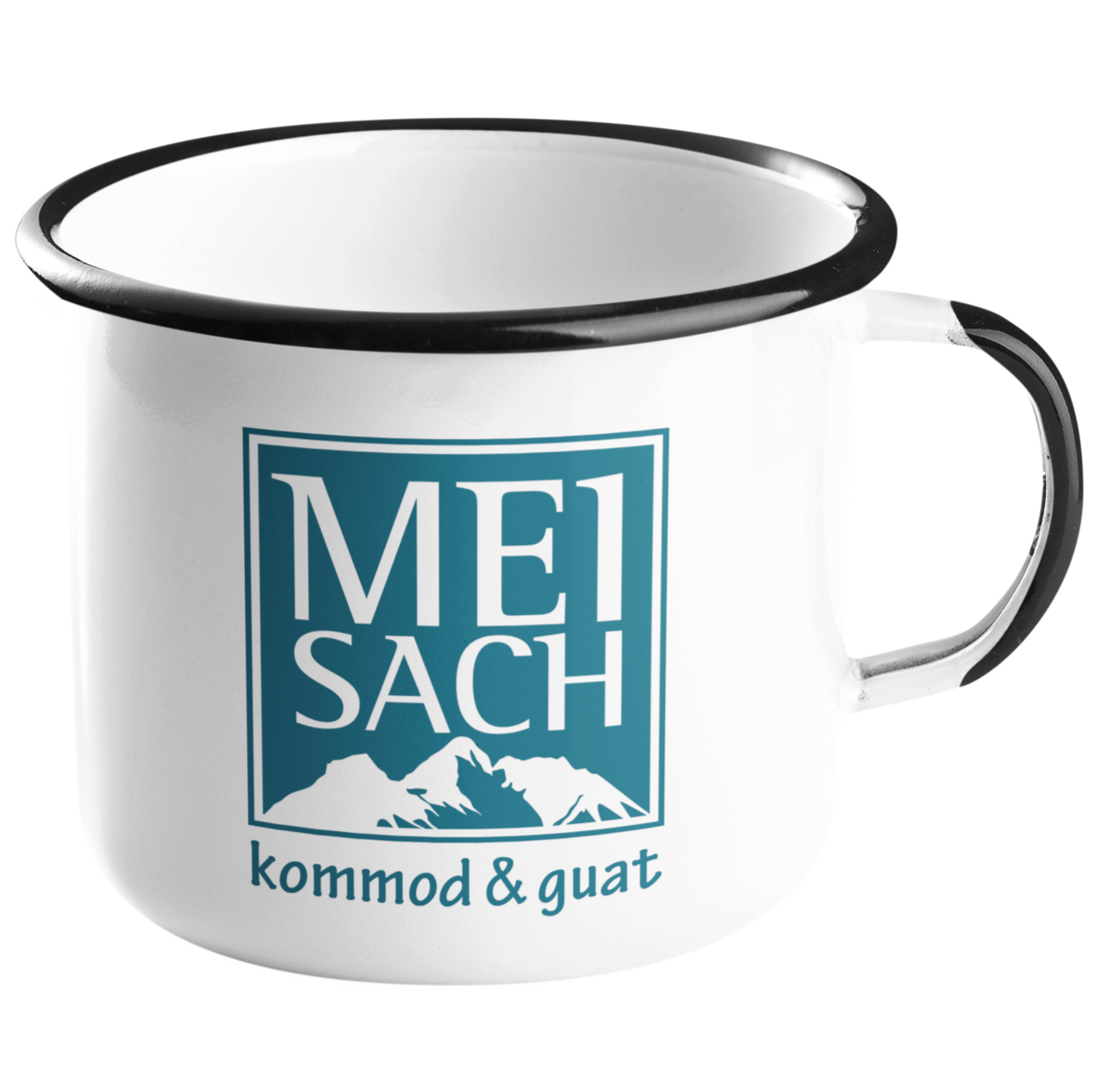 Emaille Tasse "Mei Sach" Allgäu Häs