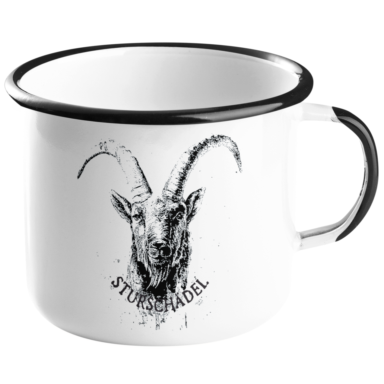 Emaille Tasse "Sturschädel" Allgäu Häs