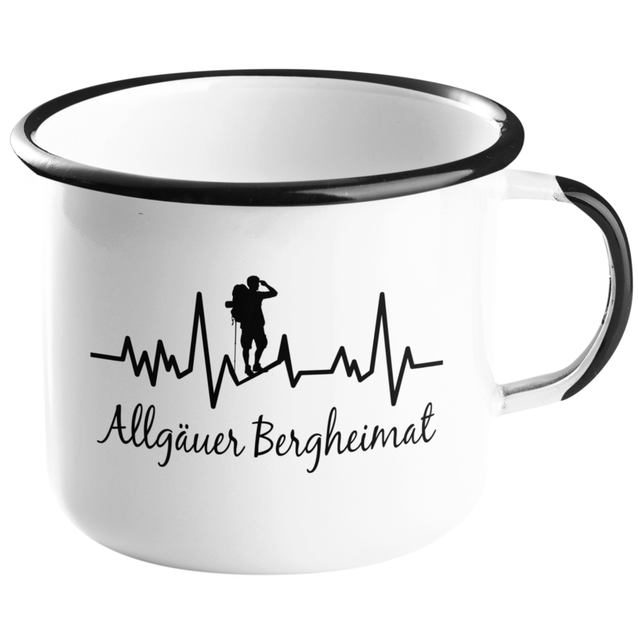 Emaille Tasse "Allgäuer Bergheimat" Allgäu Häs