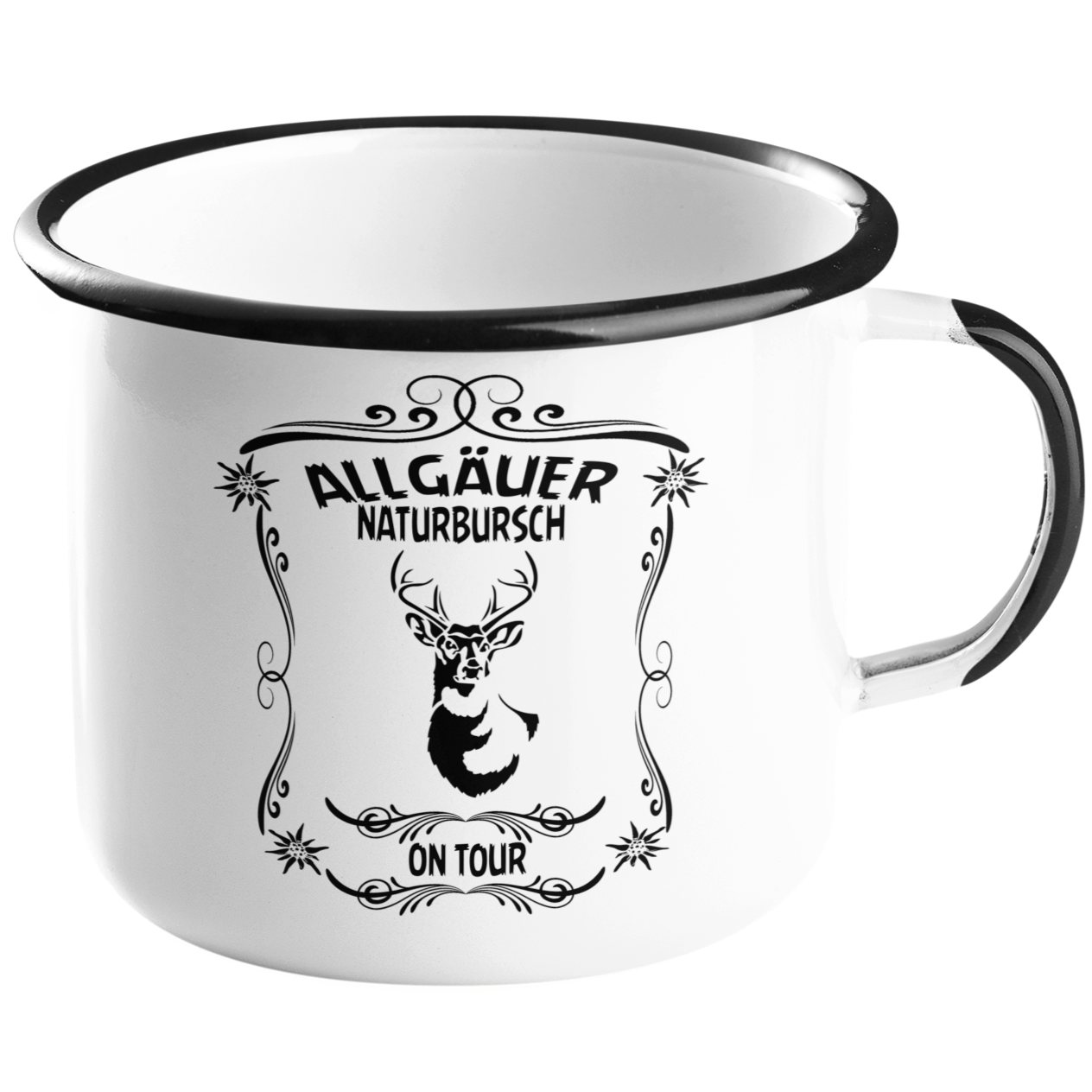 Emaille Tasse "Naturbursch" Allgäu Häs