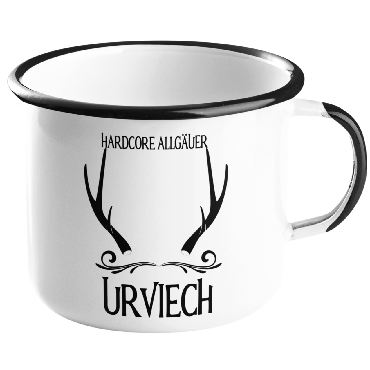 Emaille Tasse "Urviech" Allgäu Häs