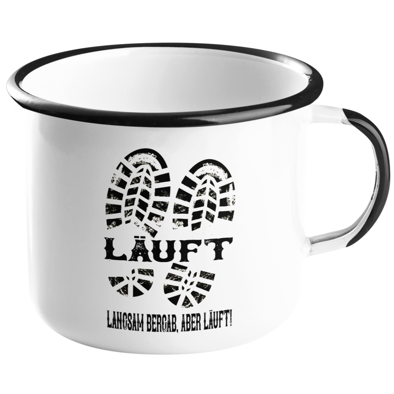Emaille Tasse "Läuft" Allgäu Häs