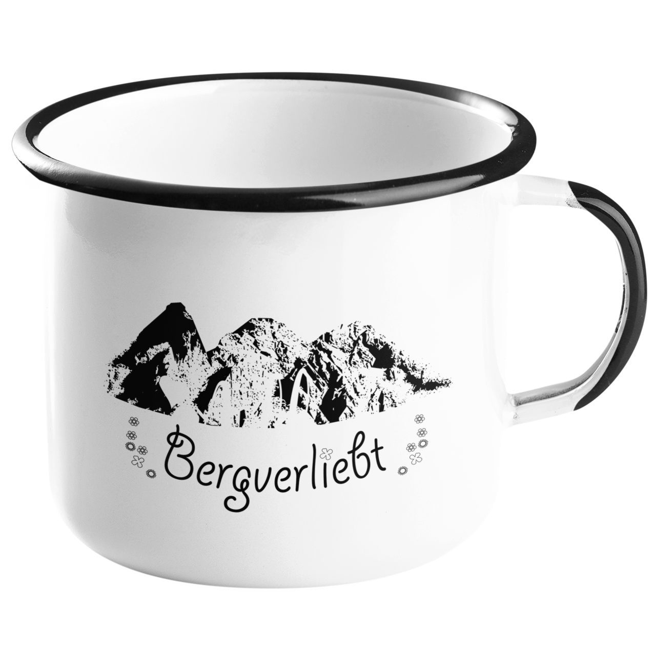 Emaille Tasse "Bergverliebt" Allgäu Häs