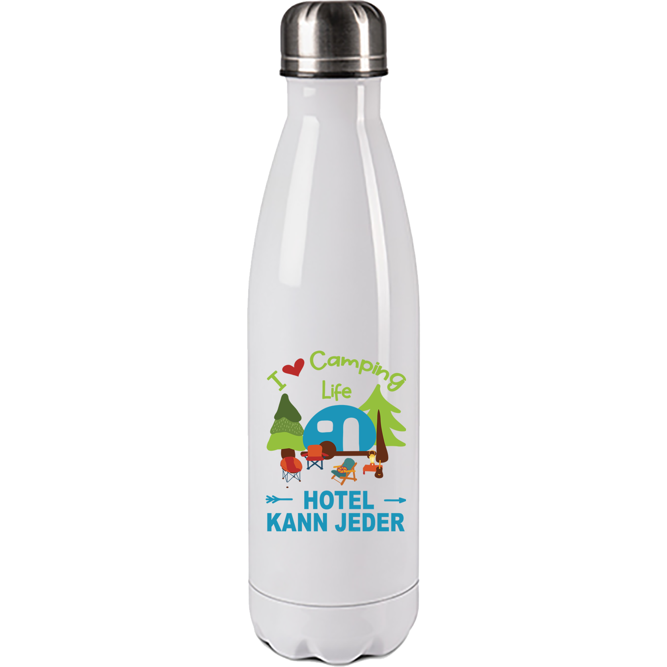Camping Edelstahl Trinkflasche "Hotel kann jeder" 500ml Handmade-Lifestyle