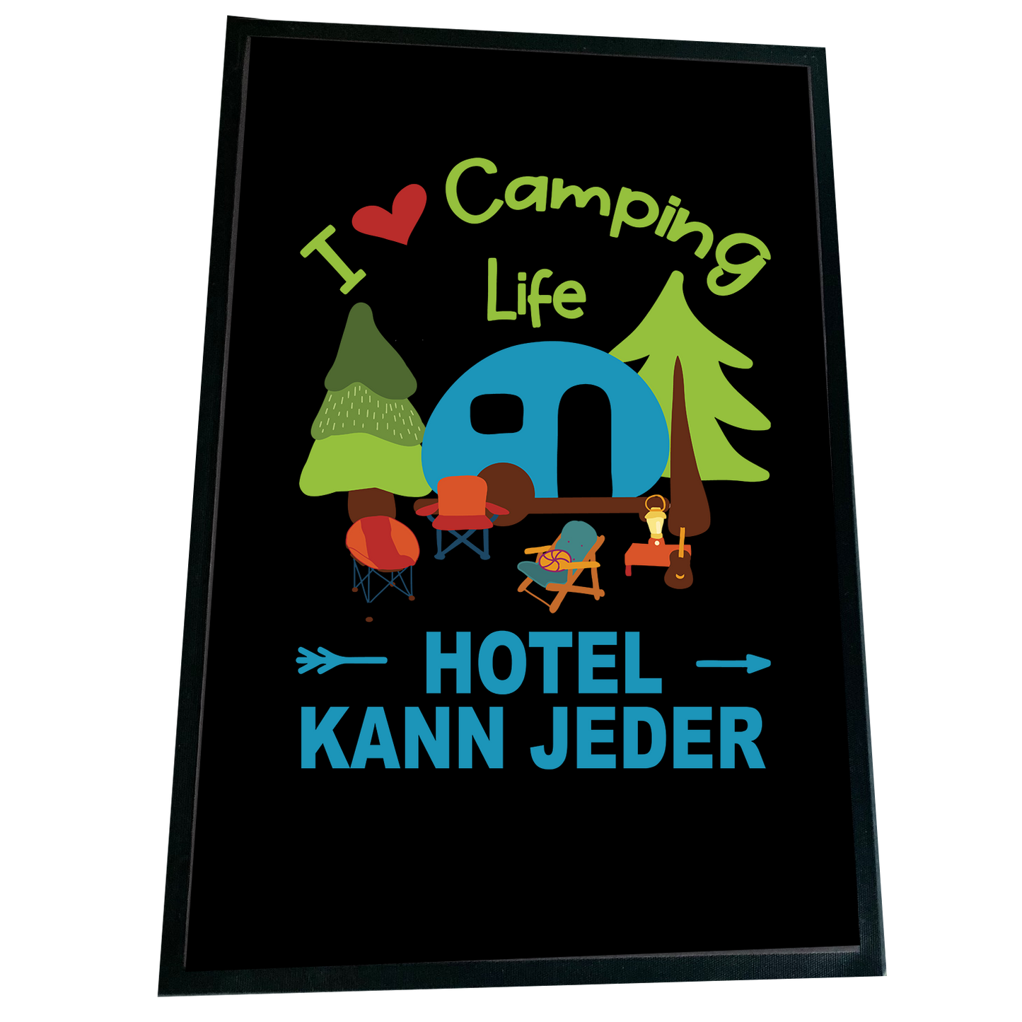 XXL Camping Fußmatte "Hotel kann jeder" 60x90 cm Handmade-Lifestyle
