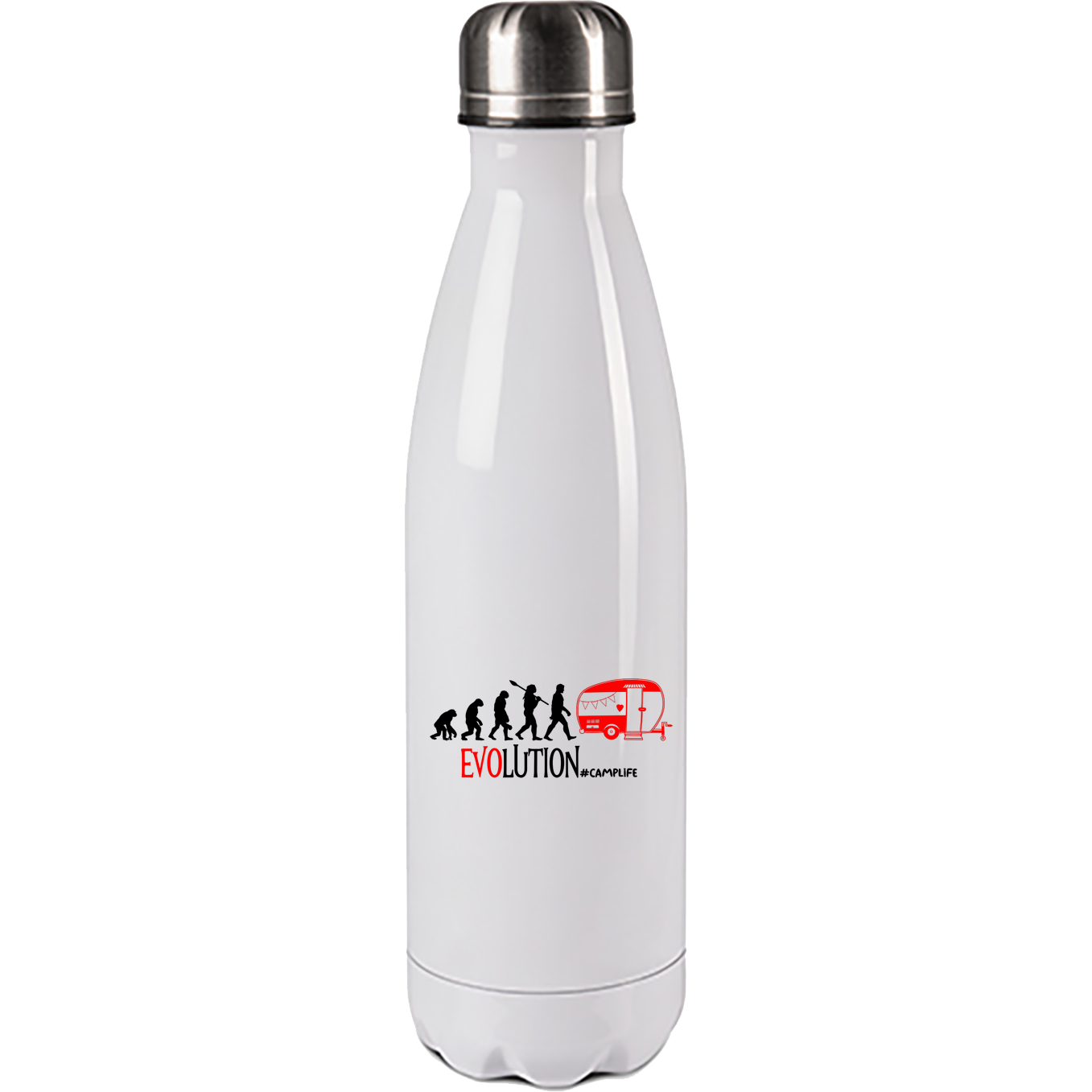 Camping Edelstahl Trinkflasche "Evolution Camping" 500ml Handmade-Lifestyle