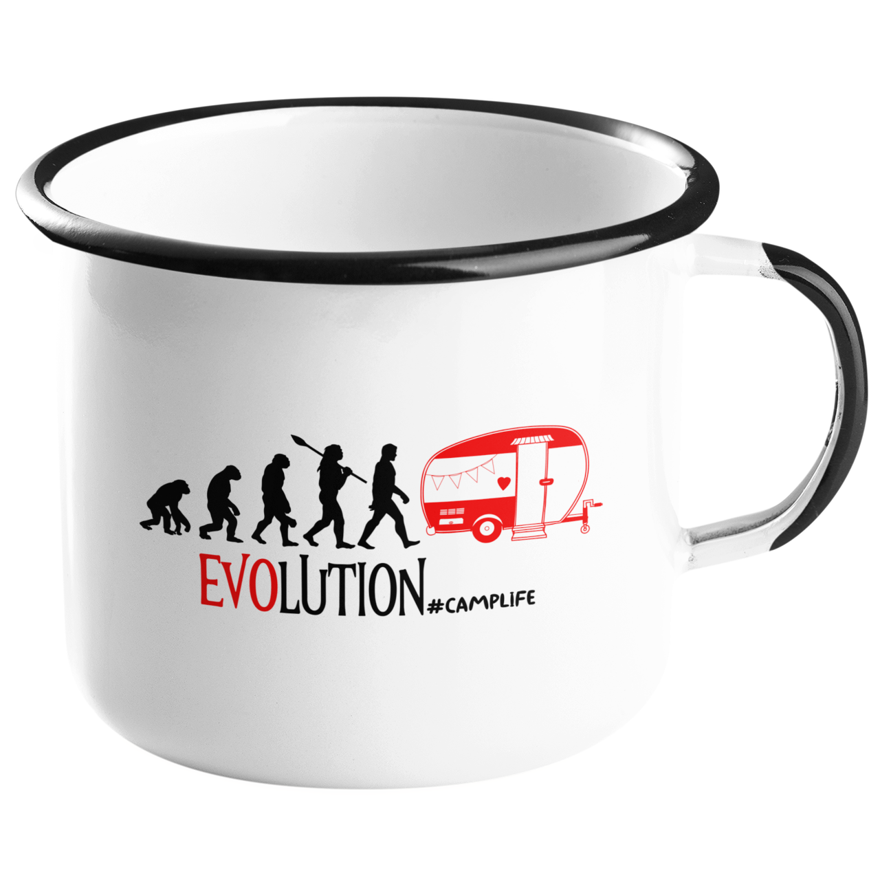 Camping Emailletasse "Evolution Camping" Handmade-Lifestyle