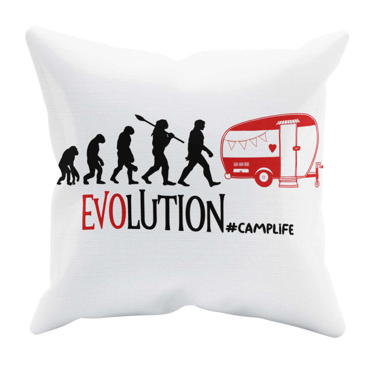 Camping Kissen "Evolution Camping" 40x40 cm Handmade-Lifestyle