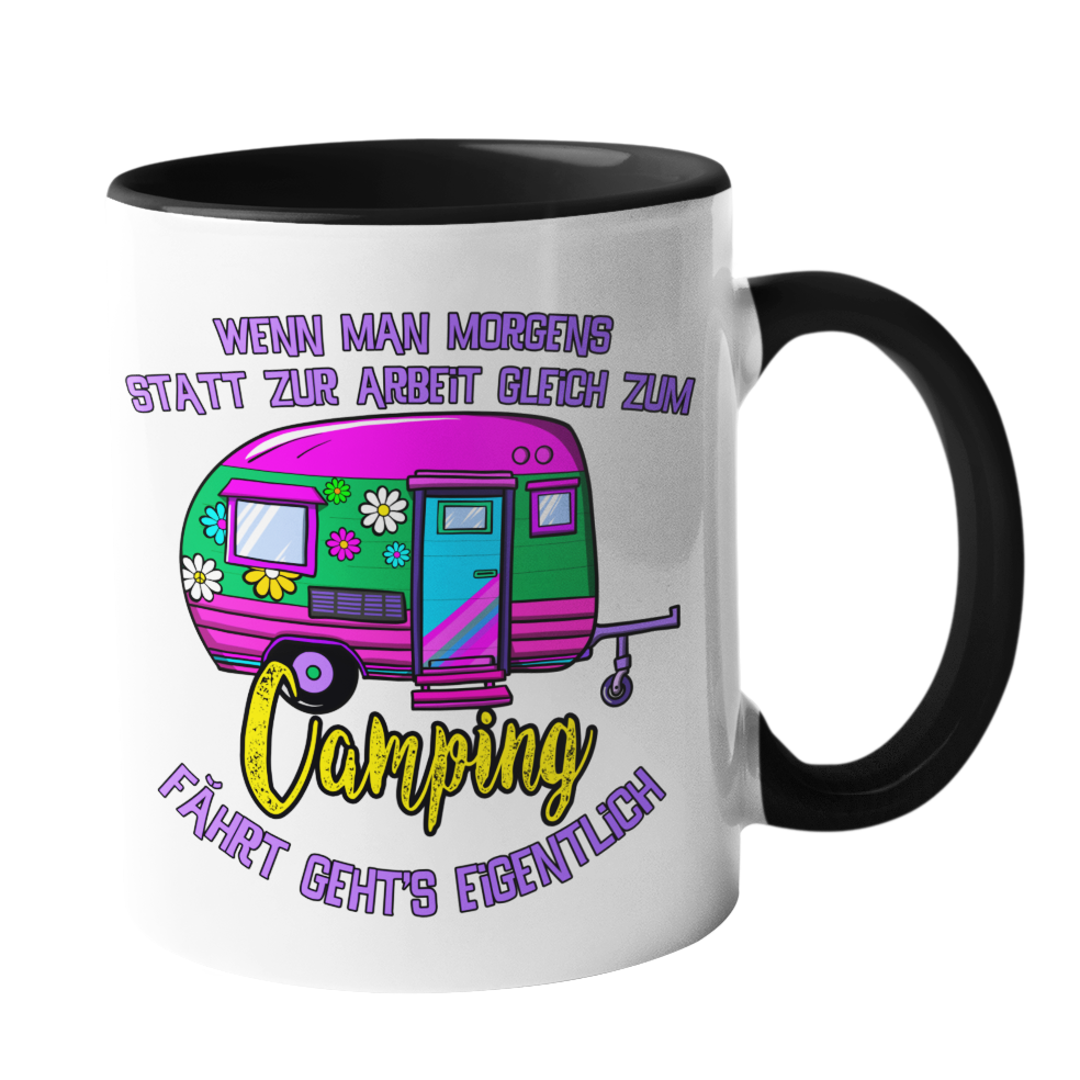 Camping-Tasse "Camping statt Arbeit" Handmade-Lifestyle