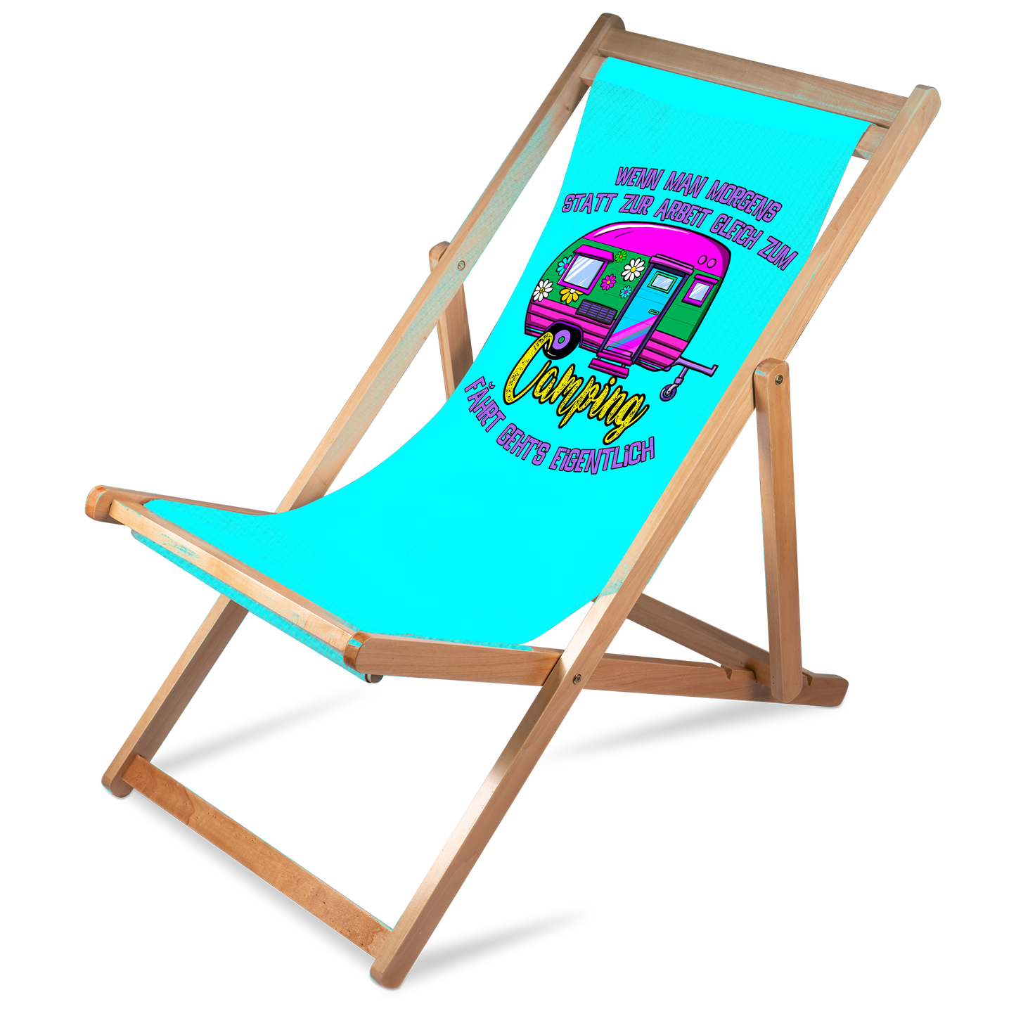 Liegestuhl Camping "Camping statt Arbeit" Handmade-Lifestyle
